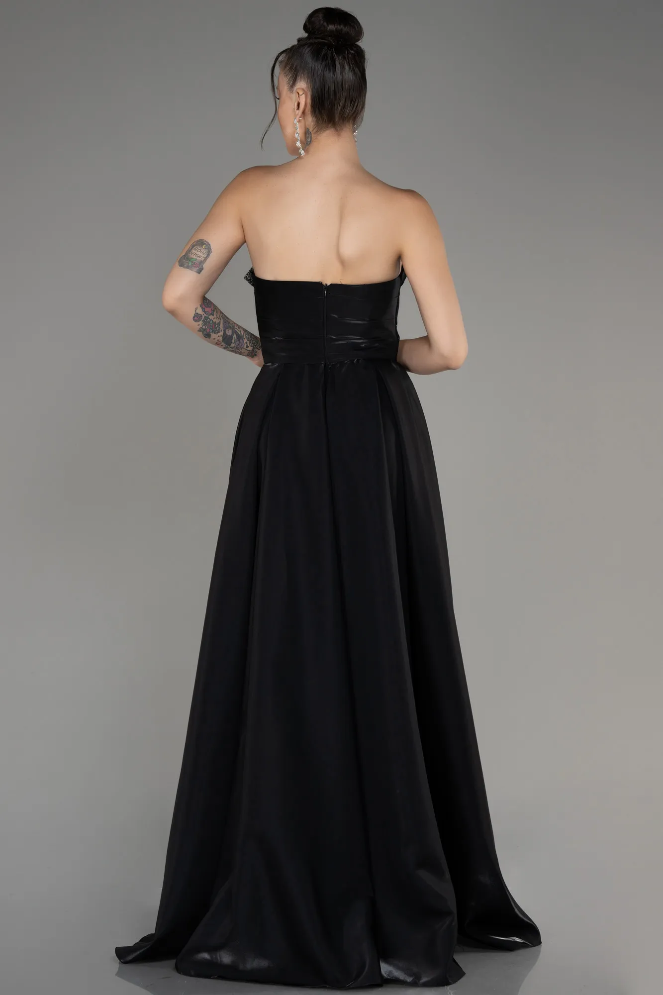 Black-Strapless Slit Long Prom Dress ABU4036