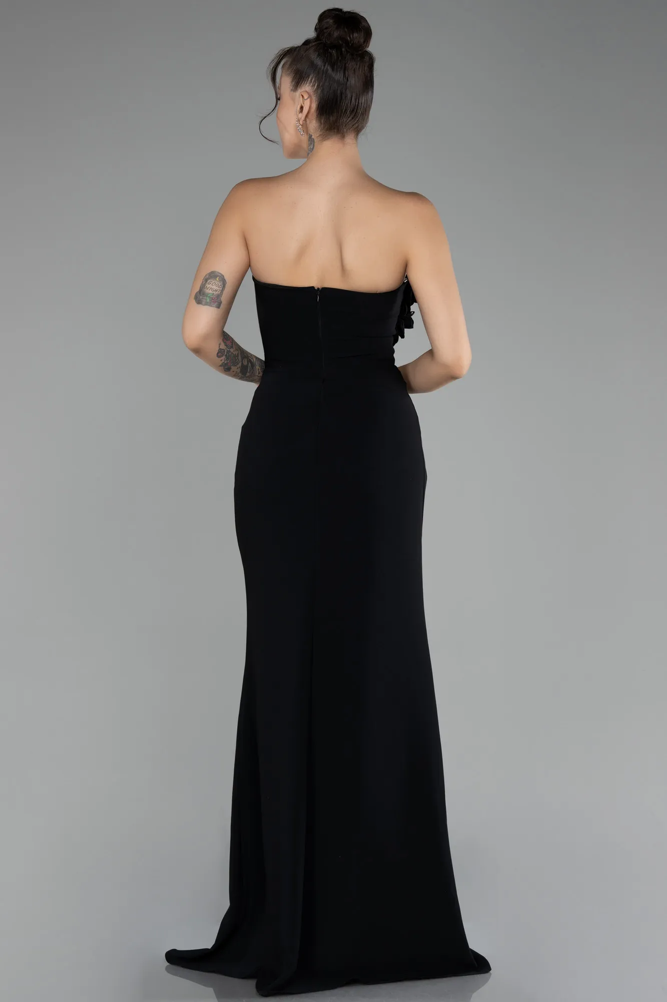 Black-Strapless Slit Long Prom Gown ABU4213