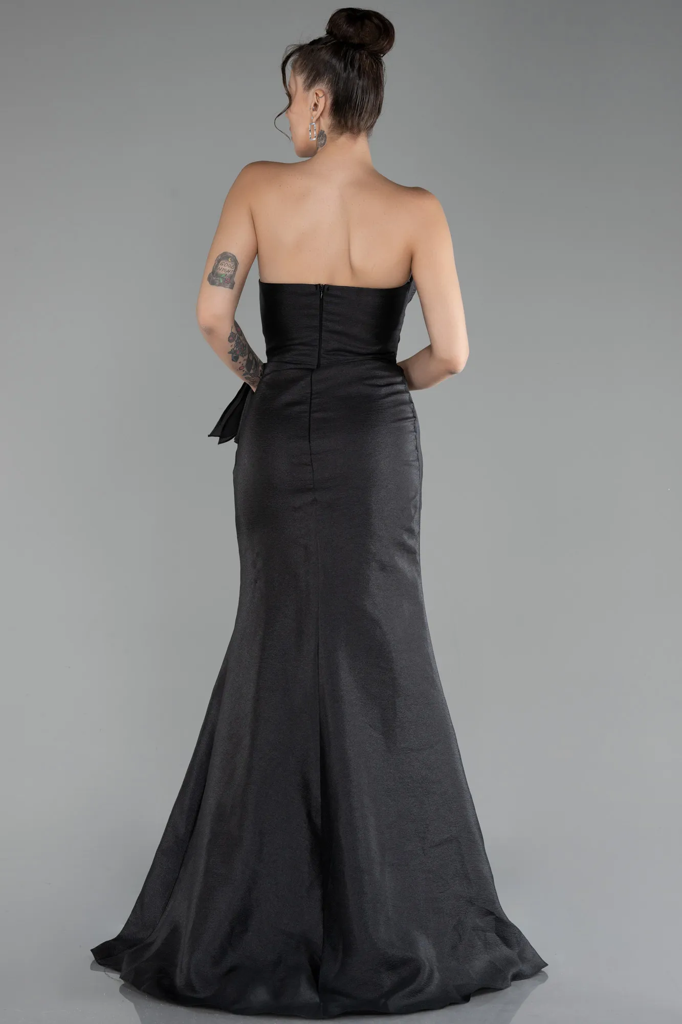 Black-Strapless Slit Long Prom Gown ABU4247