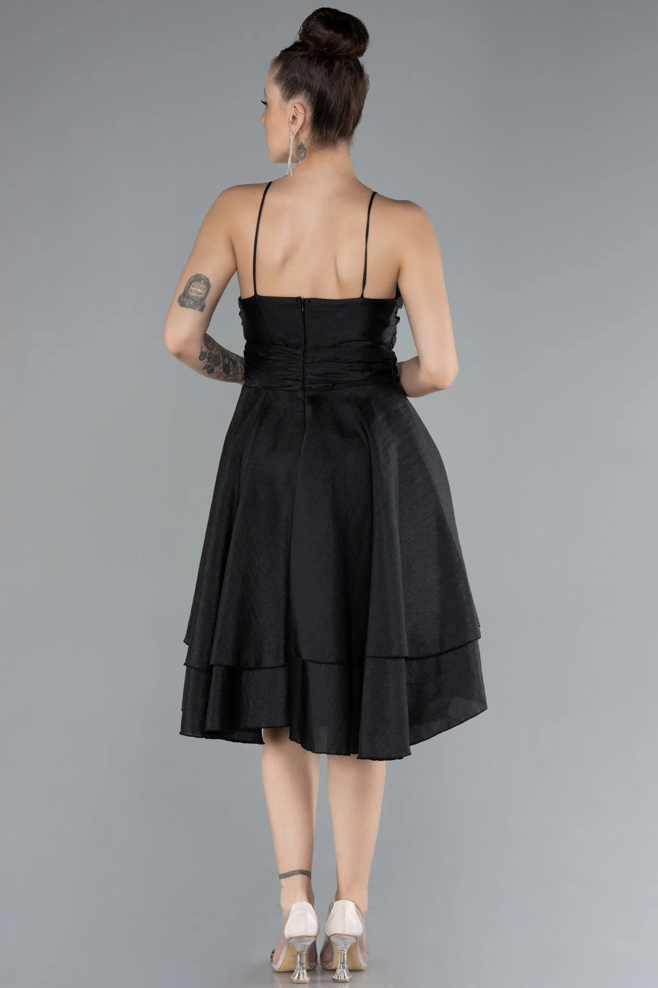 Black-Strappy Cut Out Short Party Dress ABK2209