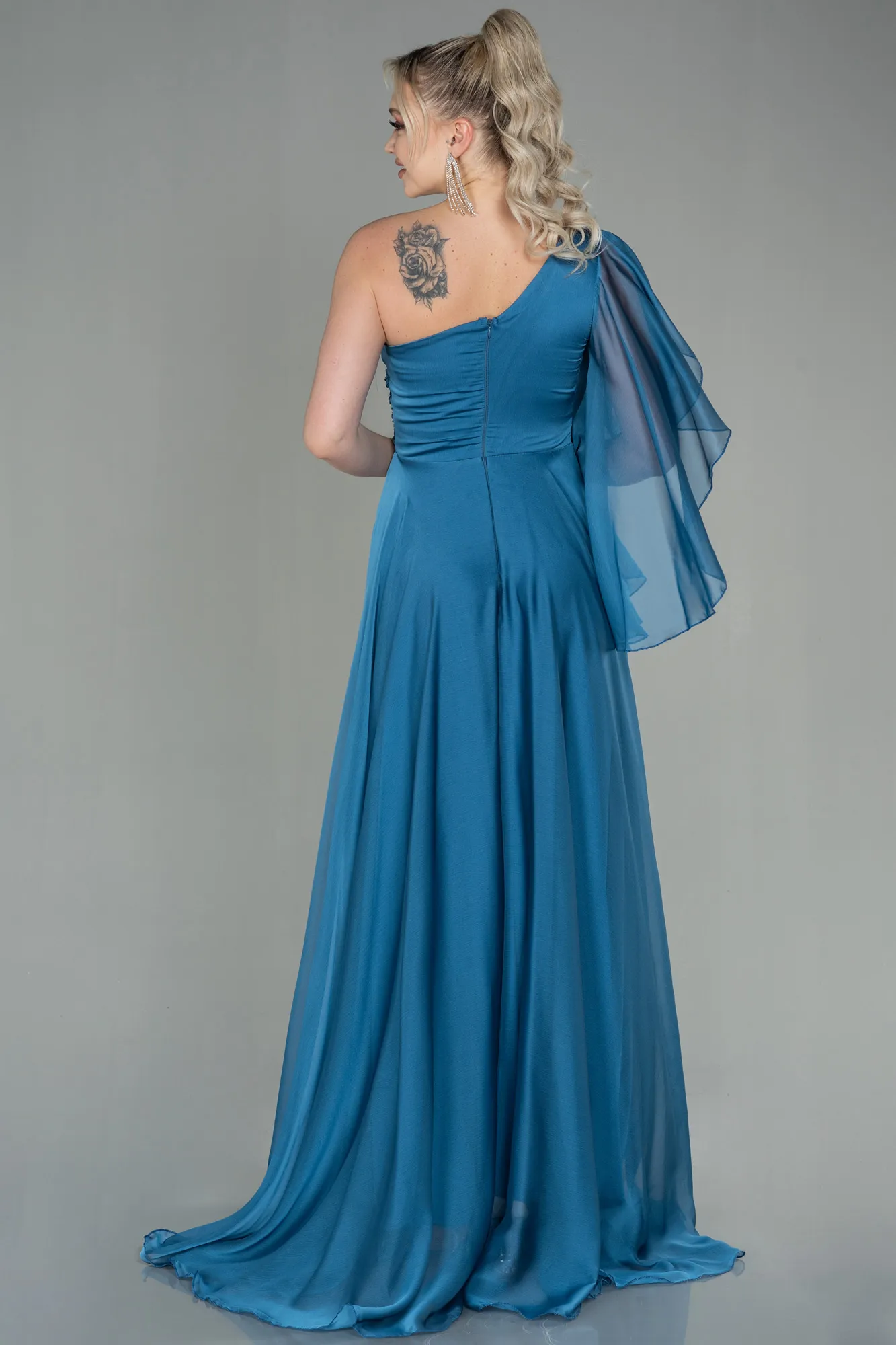Blue-Long Chiffon Evening Dress ABU3449