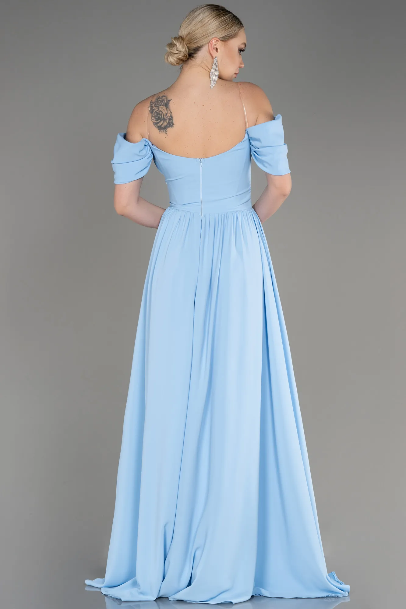 Blue-Long Chiffon Evening Dress ABU3827