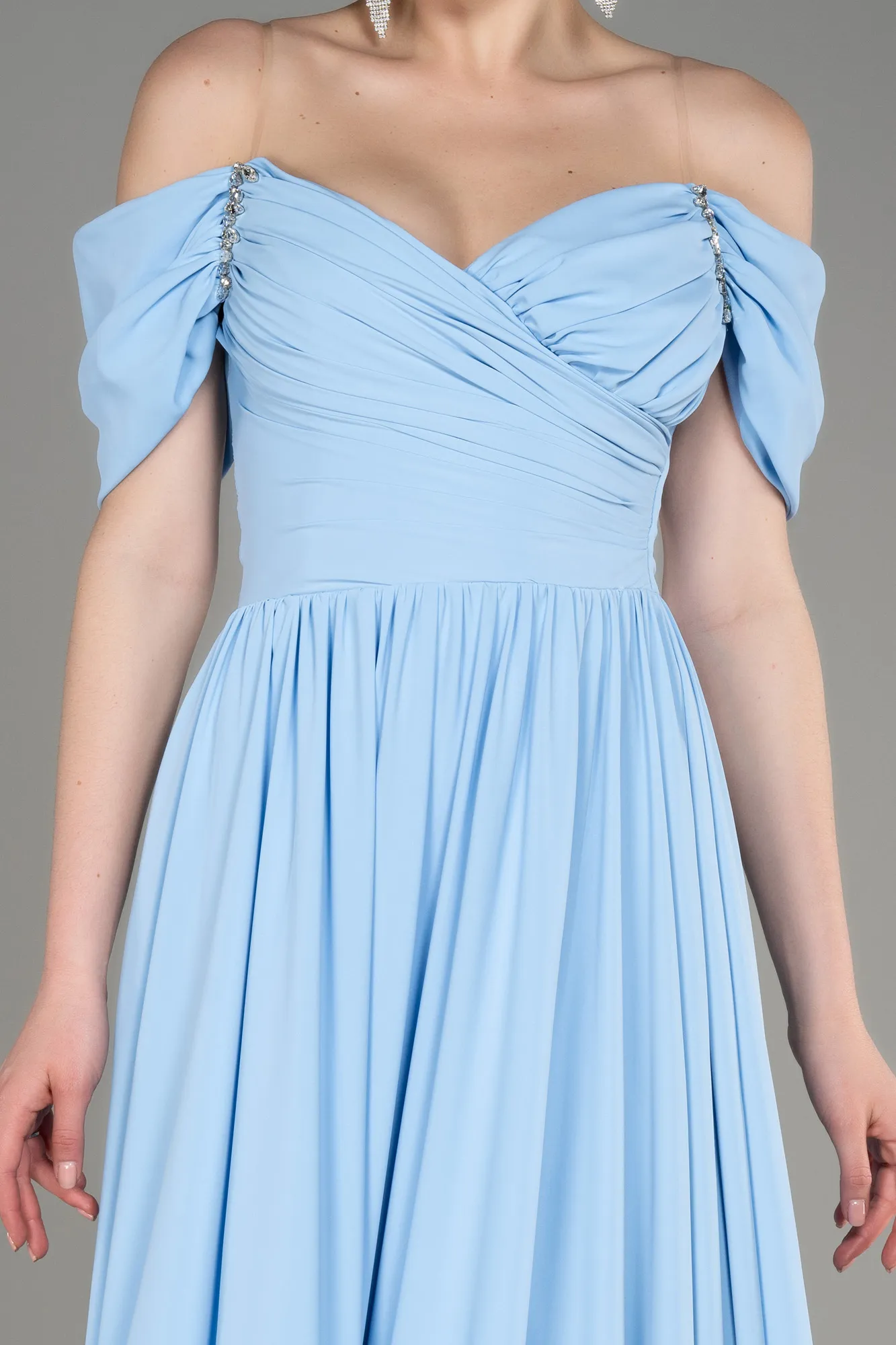 Blue-Long Chiffon Evening Dress ABU3827