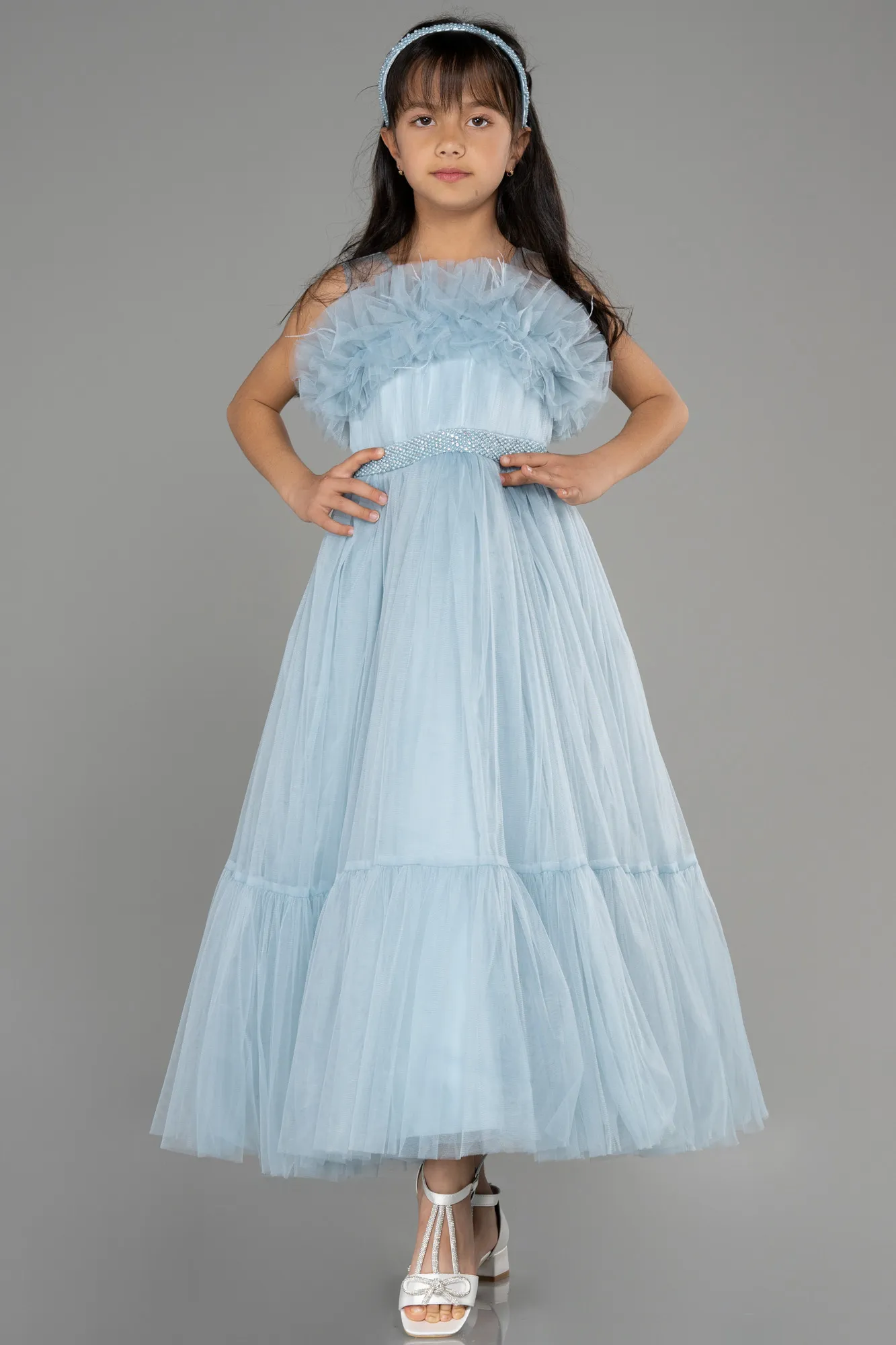 Blue-Long Girl Dress ABU3726