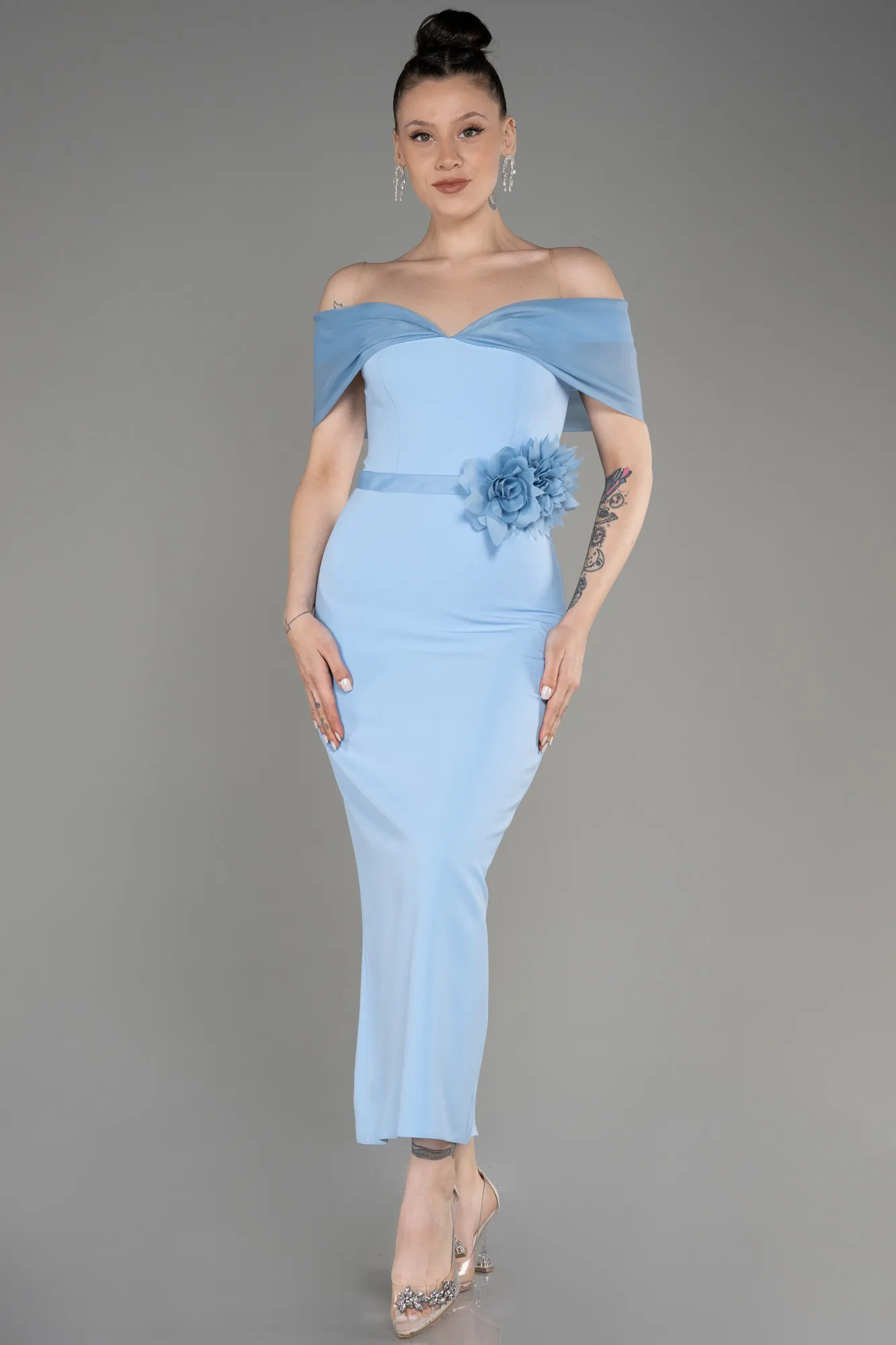 Blue-Midi Evening Dress ABK2014