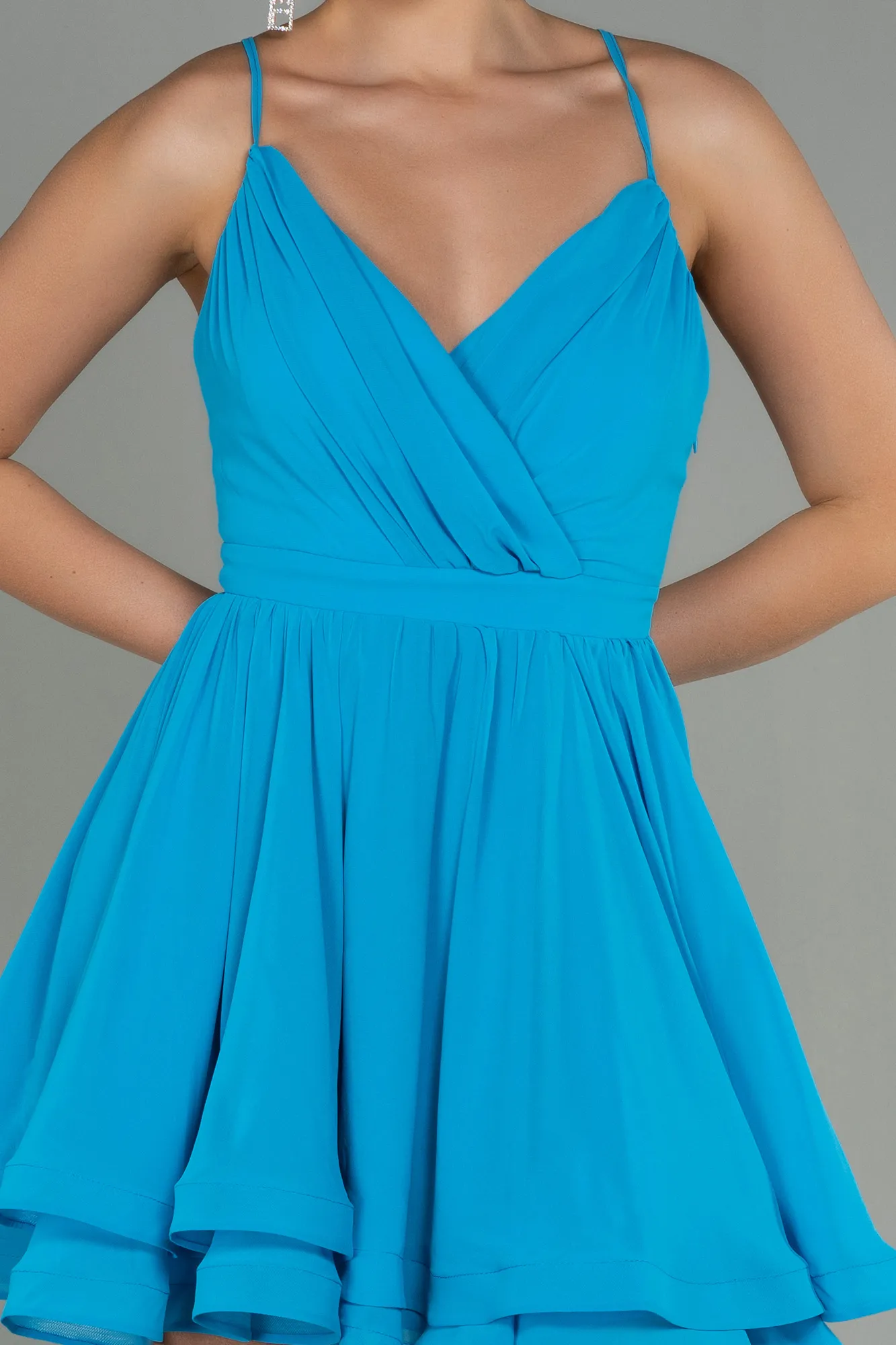 Blue-Mini Chiffon Night Dress ABK1695