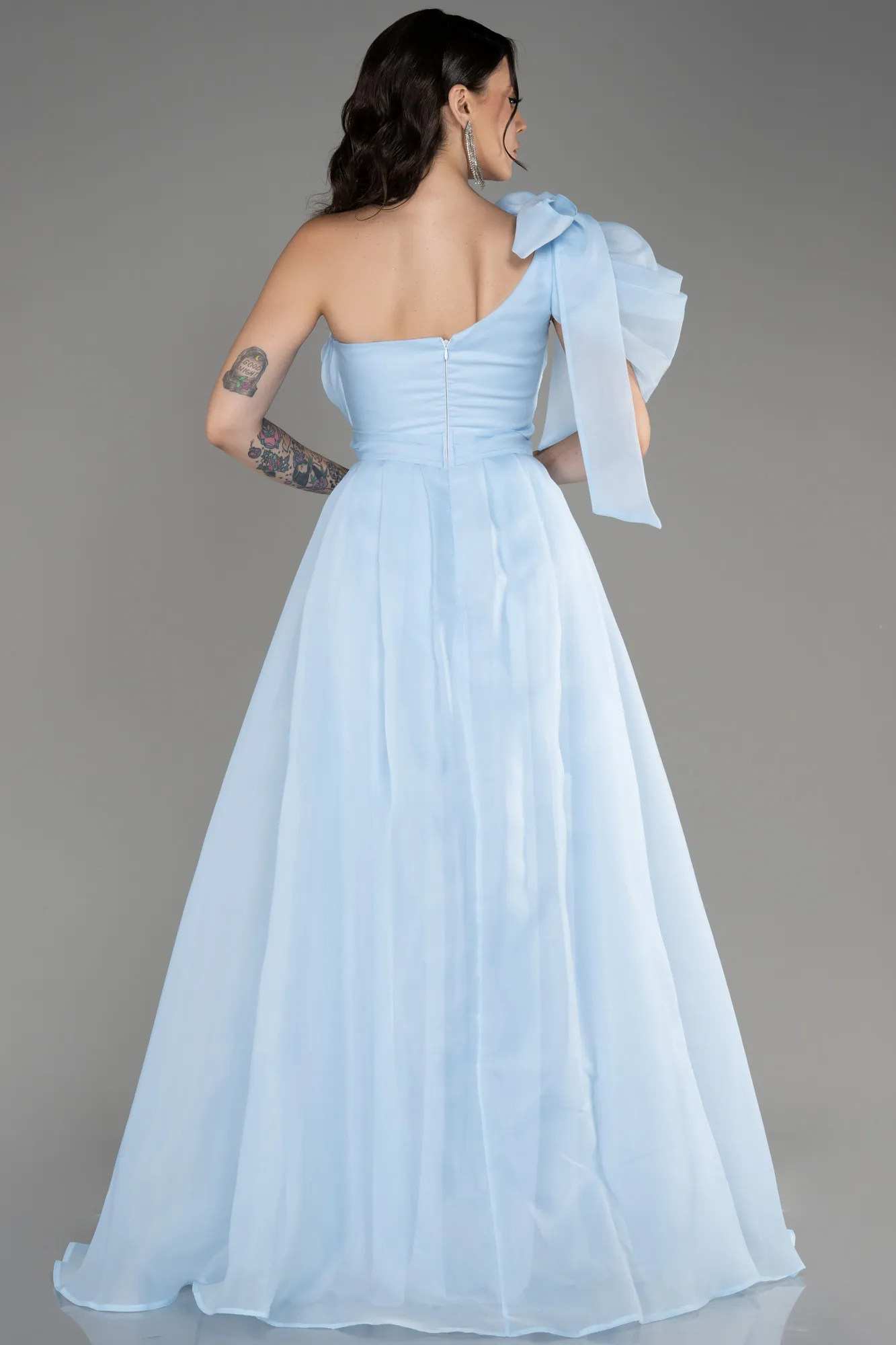 Blue-One Shoulder Long Ball Gown Dress ABU3984