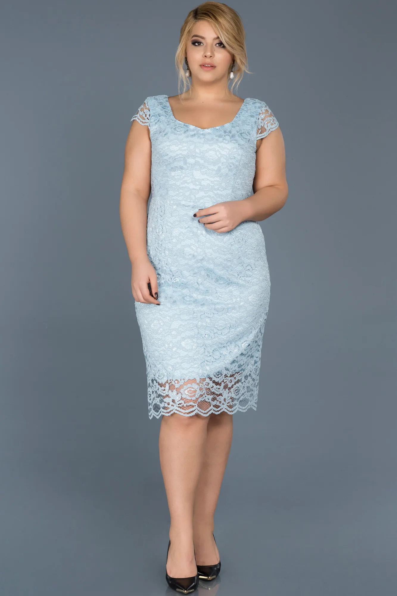 Blue-Short Oversized Evening Dress ABK010