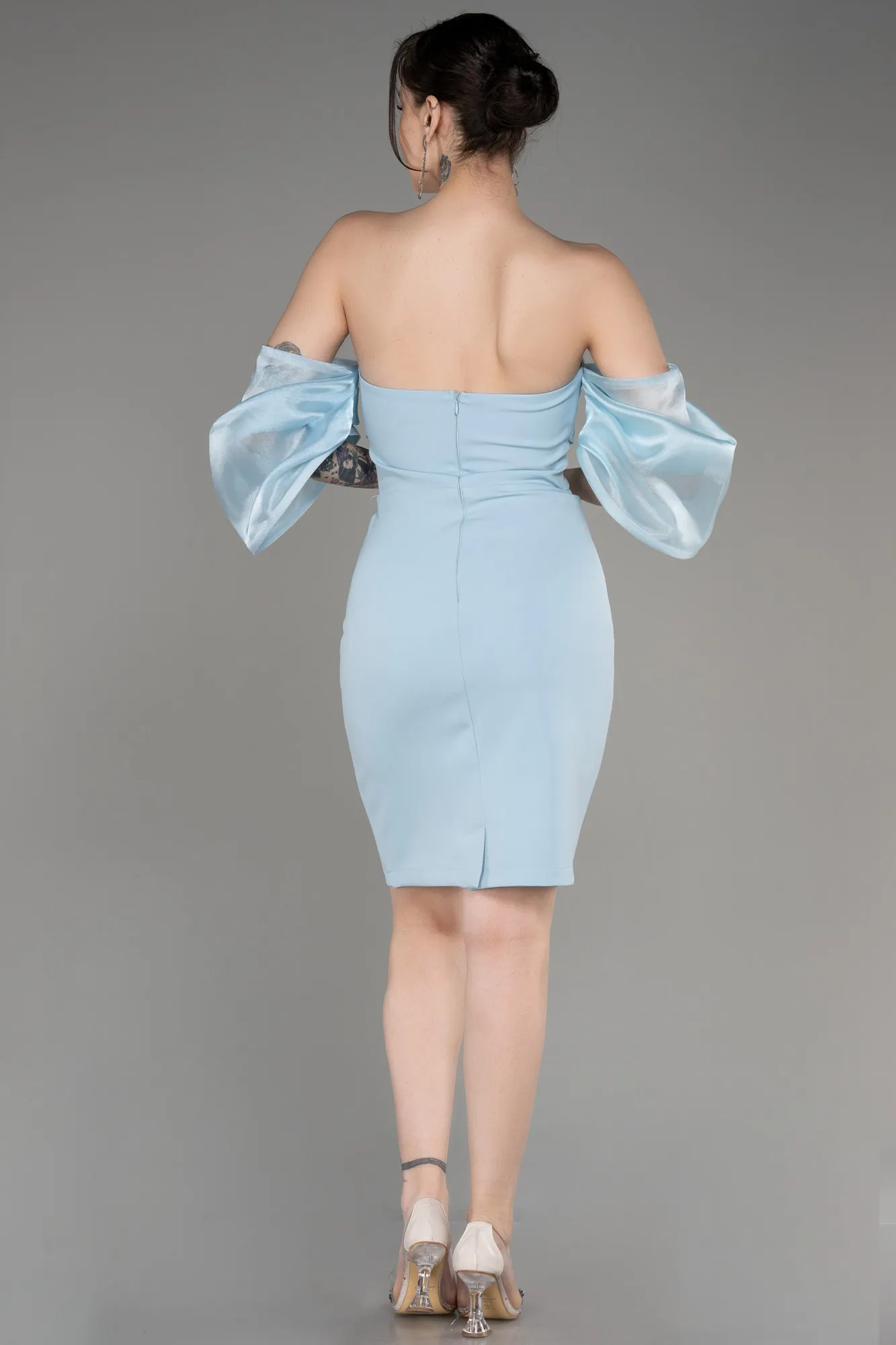 Blue-Strapless Short After Party Dress ABK2047