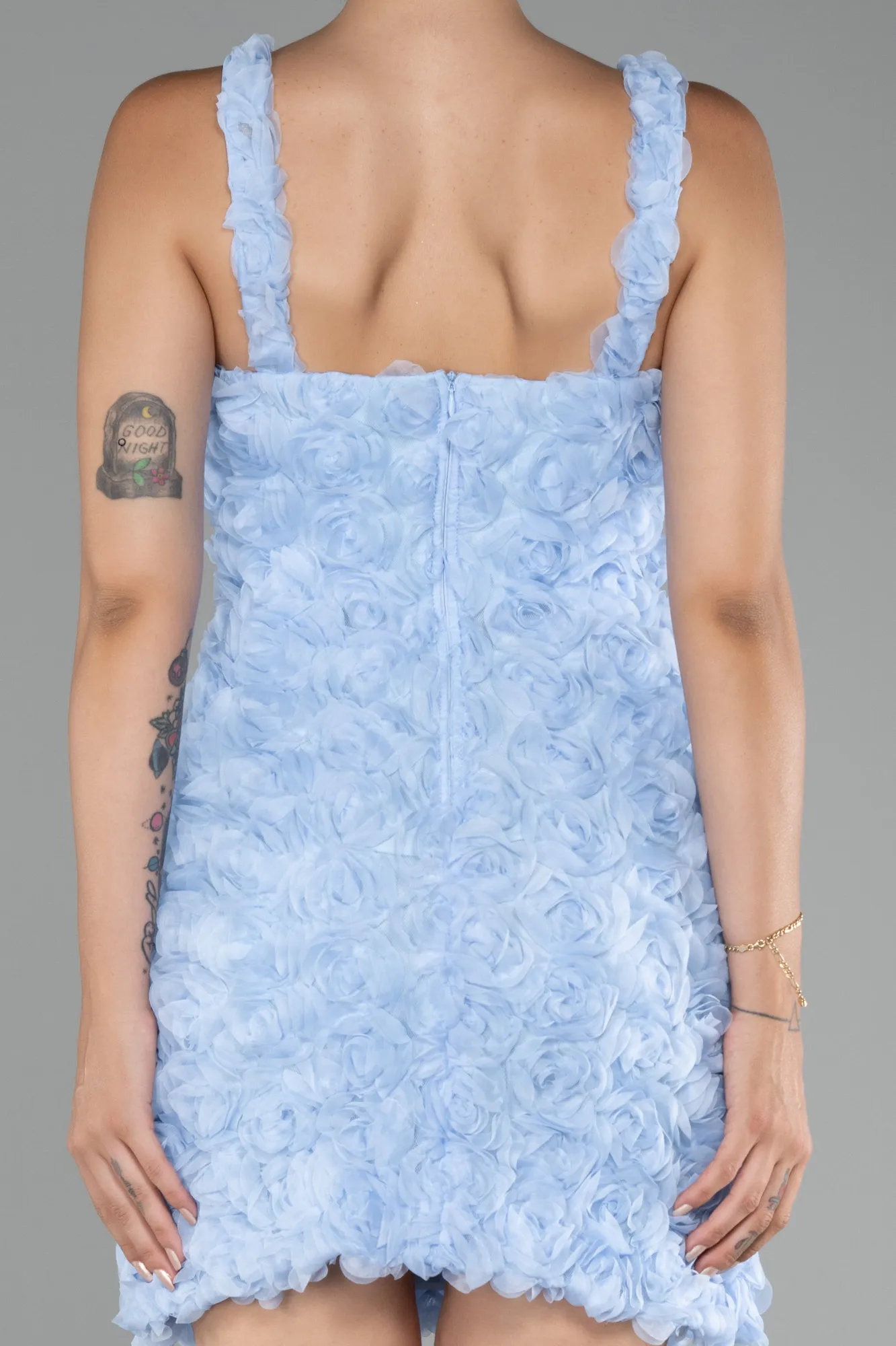 Blue-Three Dimensional Mini Cocktail Dress ABK2113