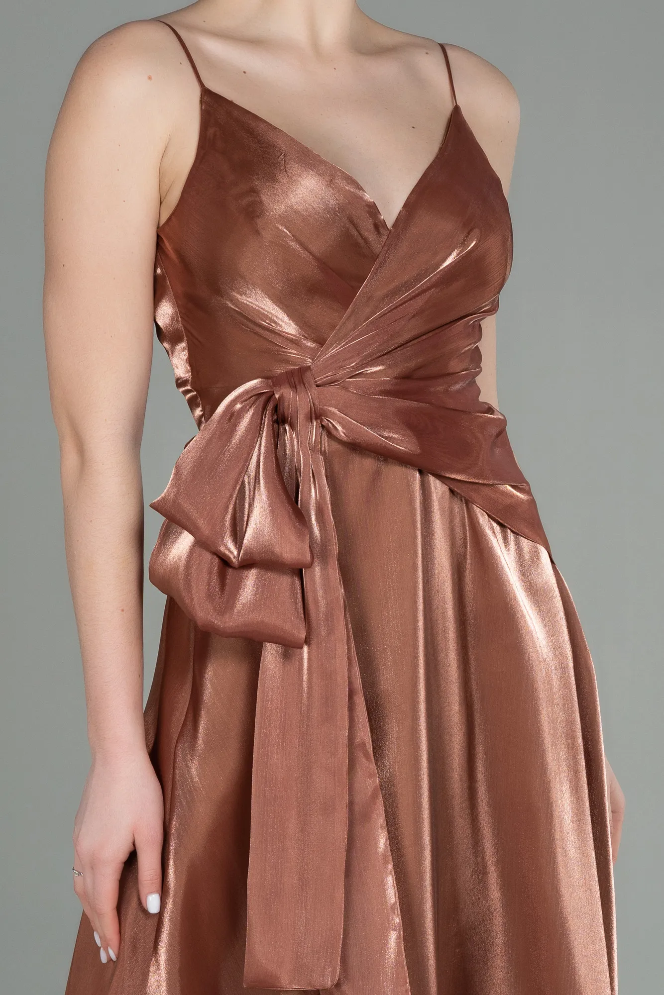 Bronze-Midi Chiffon Invitation Dress ABK1669