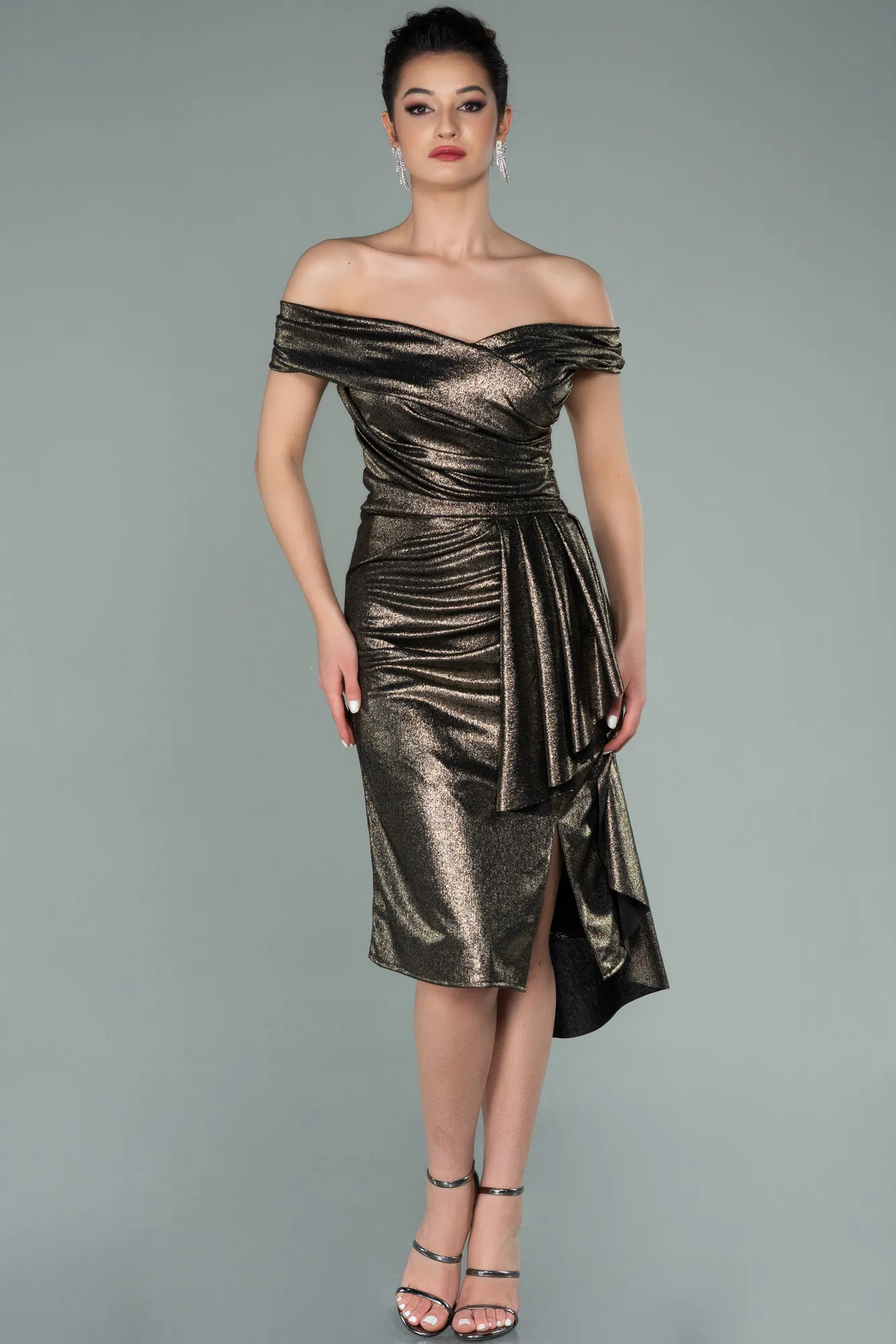 Bronze-Midi Invitation Dress ABK1239