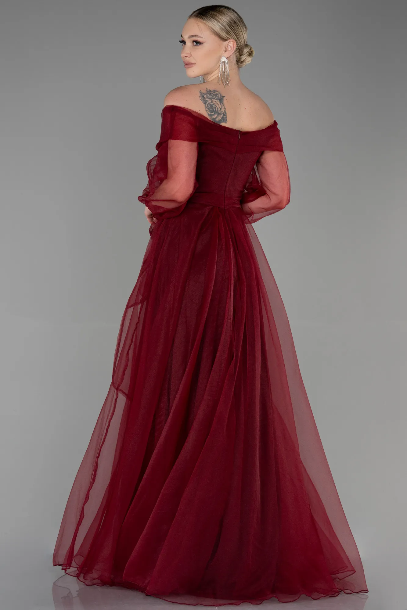 Burgundy-Long Engagement Dress ABU1468