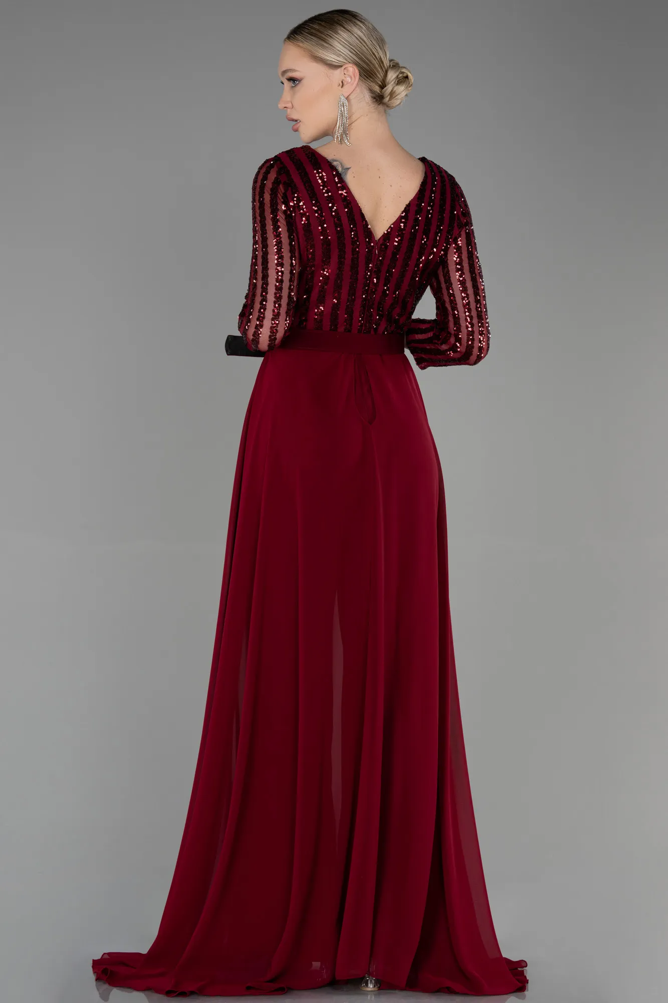 Burgundy-Long Evening Dress ABT052
