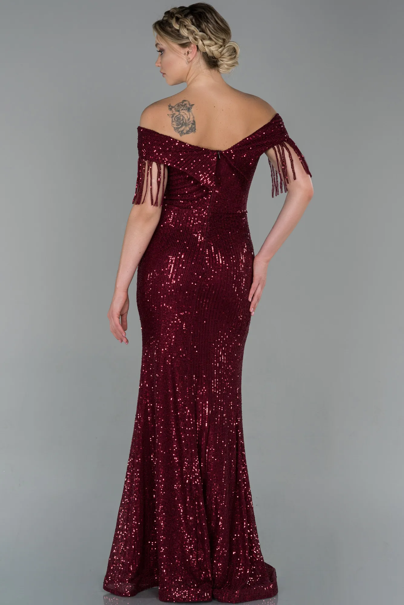 Burgundy-Long Evening Dress ABU1744