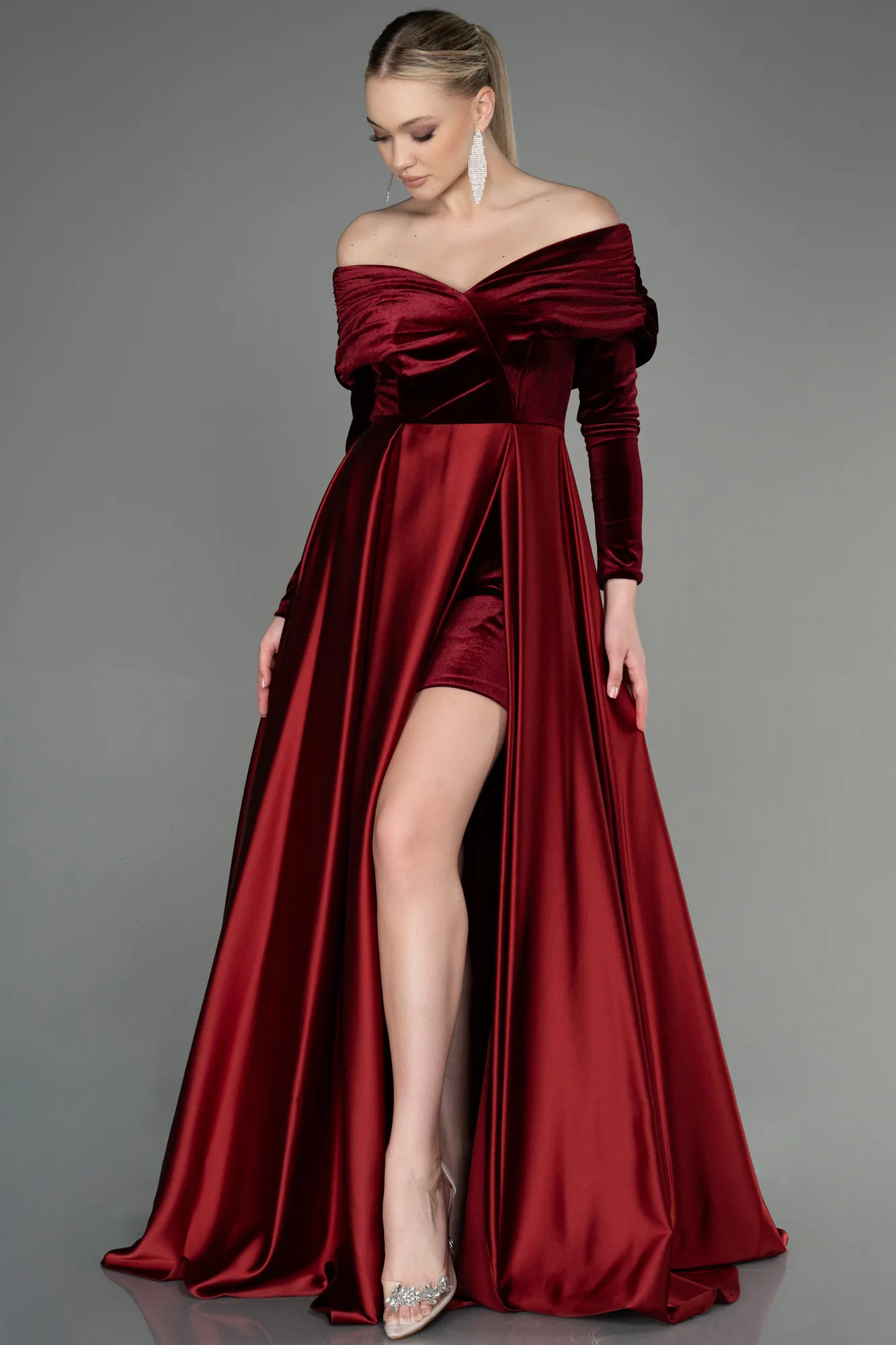 Burgundy-Long Evening Dress ABU2083
