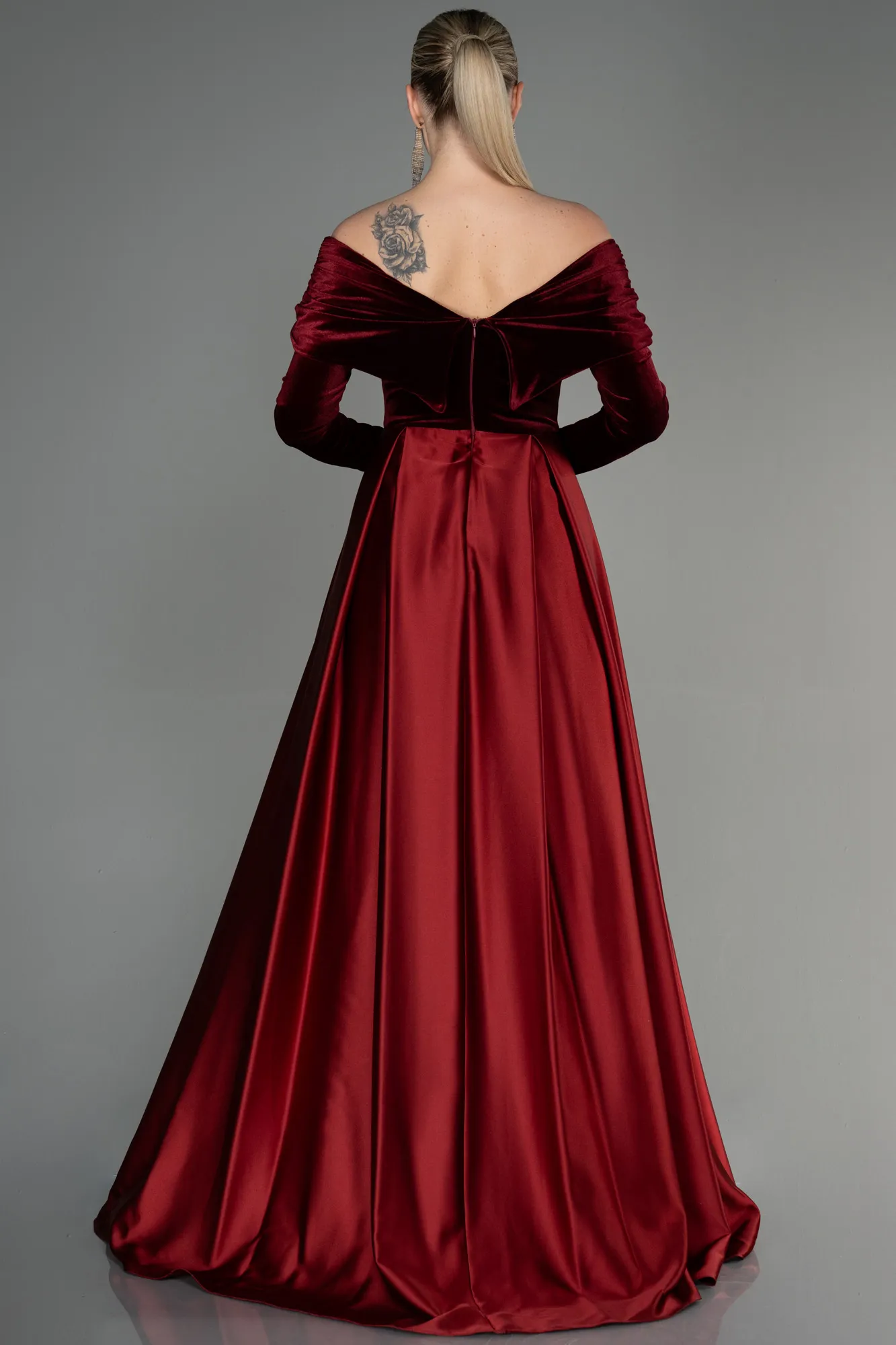 Burgundy-Long Evening Dress ABU2083