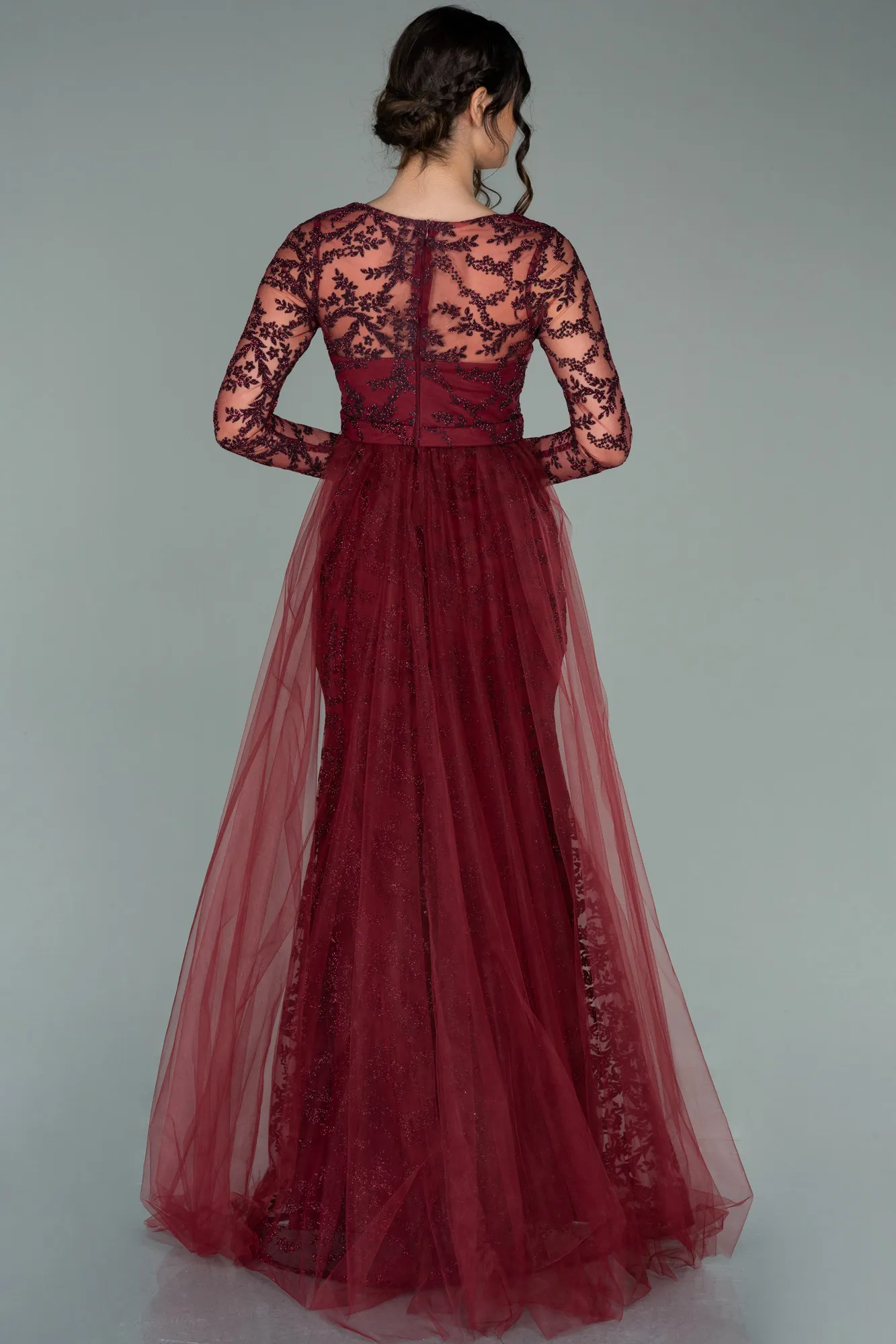 Burgundy-Long Evening Dress ABU2237