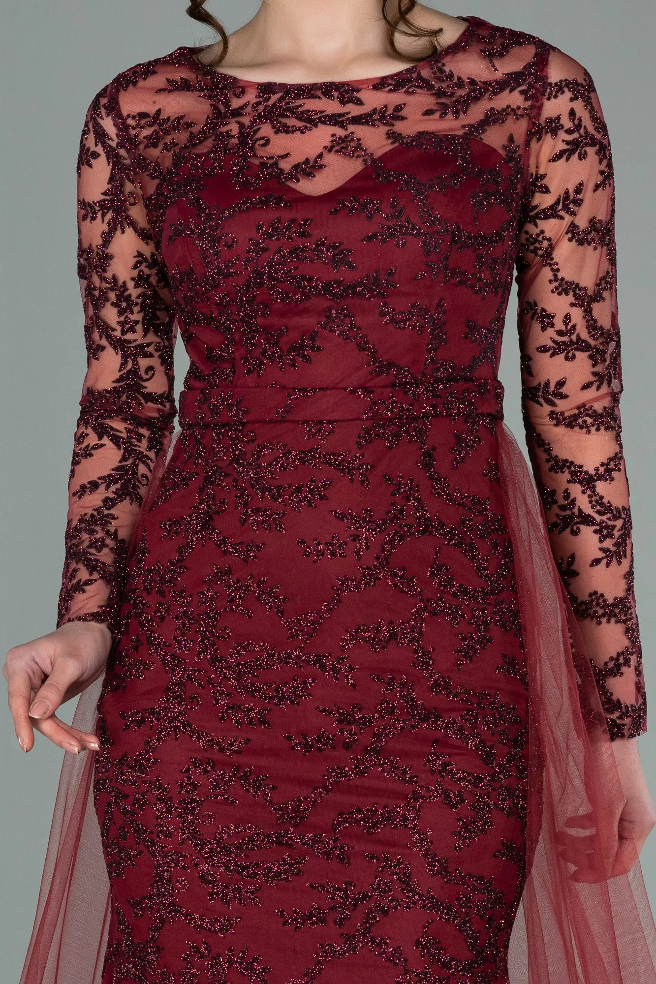 Burgundy-Long Evening Dress ABU2237