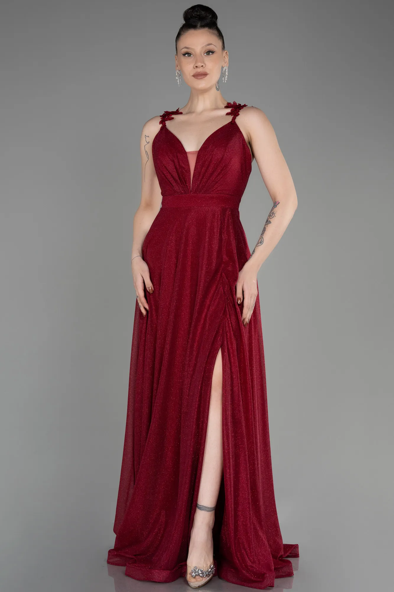 Burgundy-Long Evening Dress ABU2307