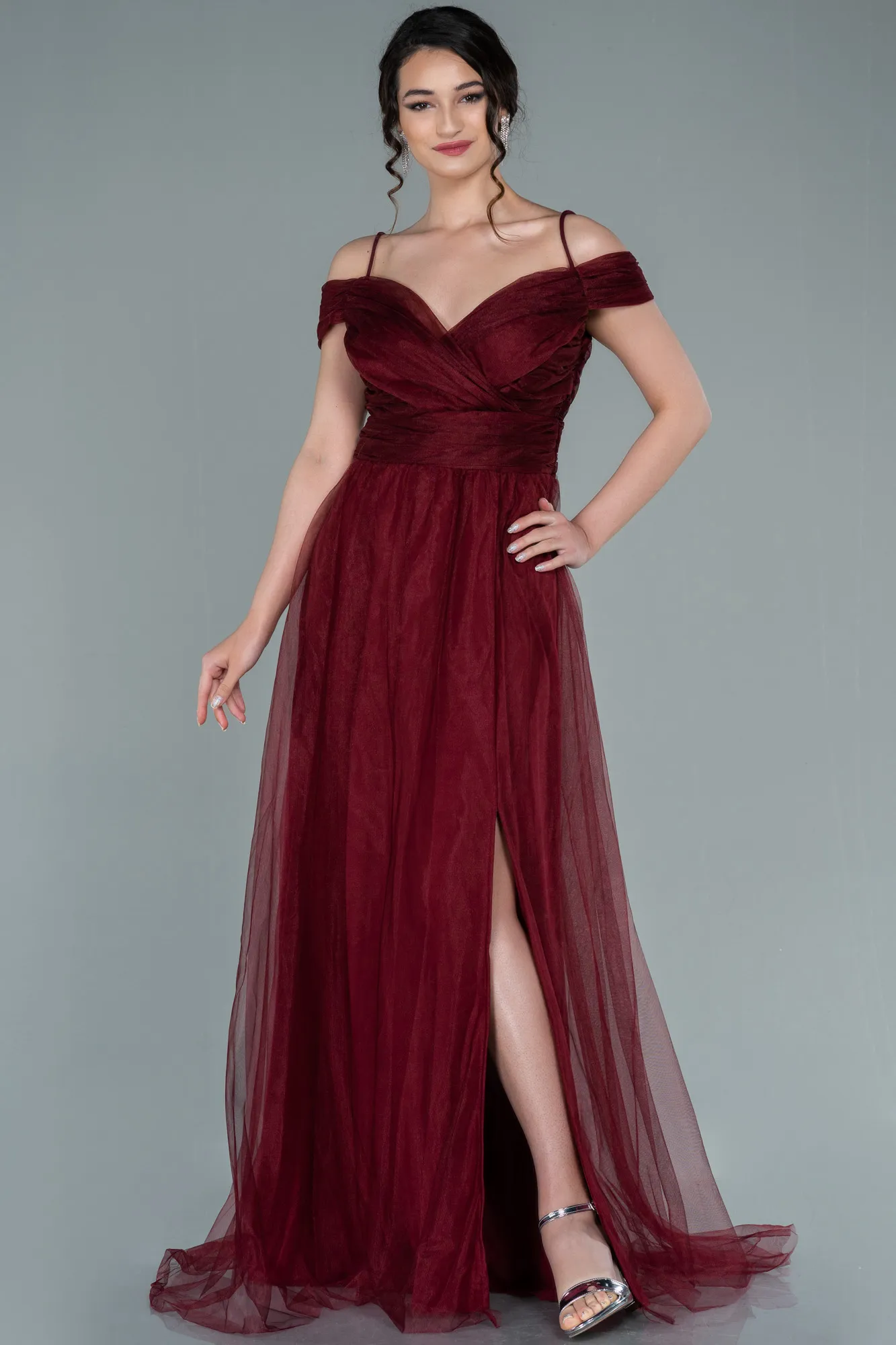 Burgundy-Long Evening Dress ABU2336
