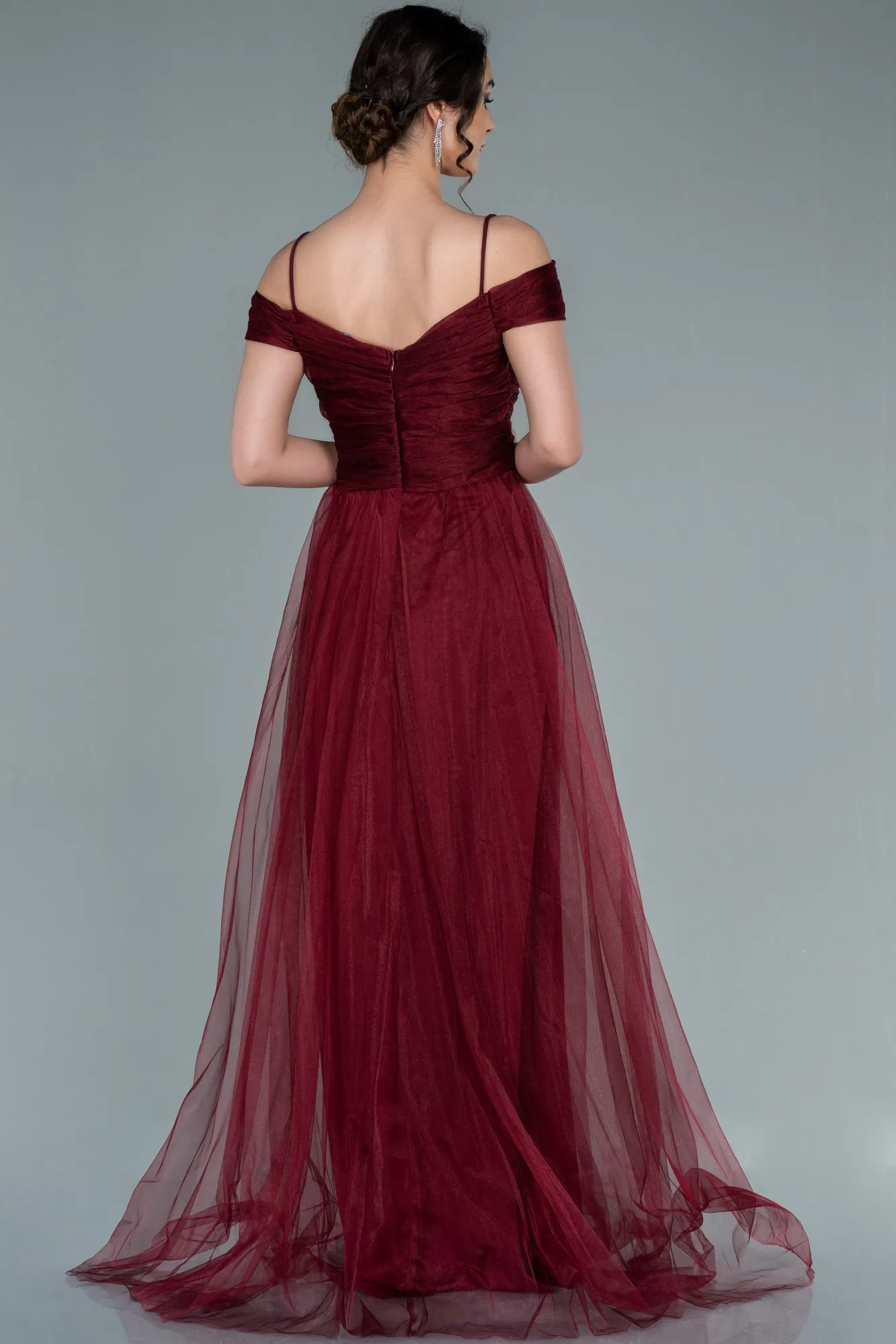 Burgundy-Long Evening Dress ABU2336