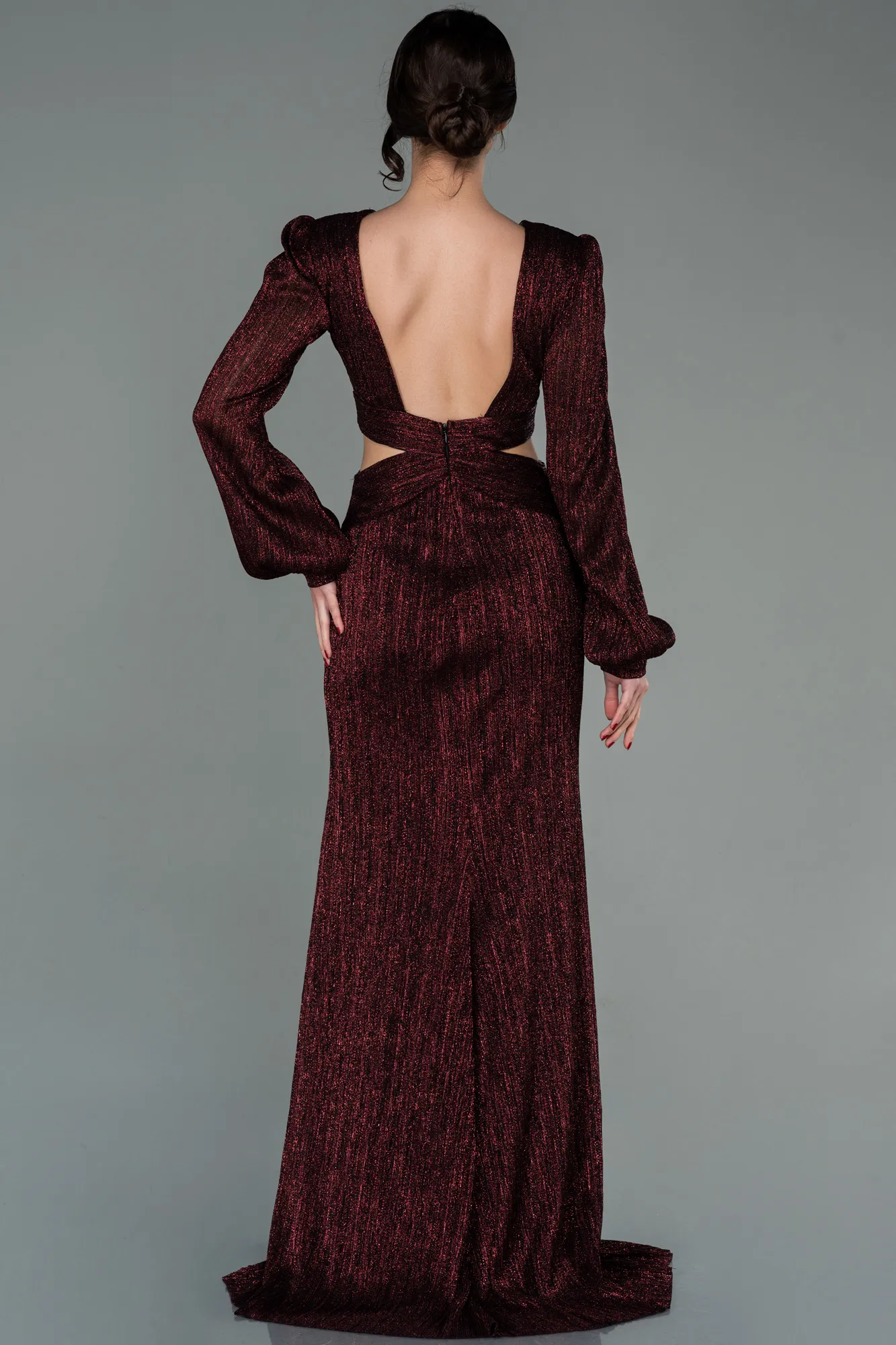 Burgundy-Long Evening Dress ABU2632