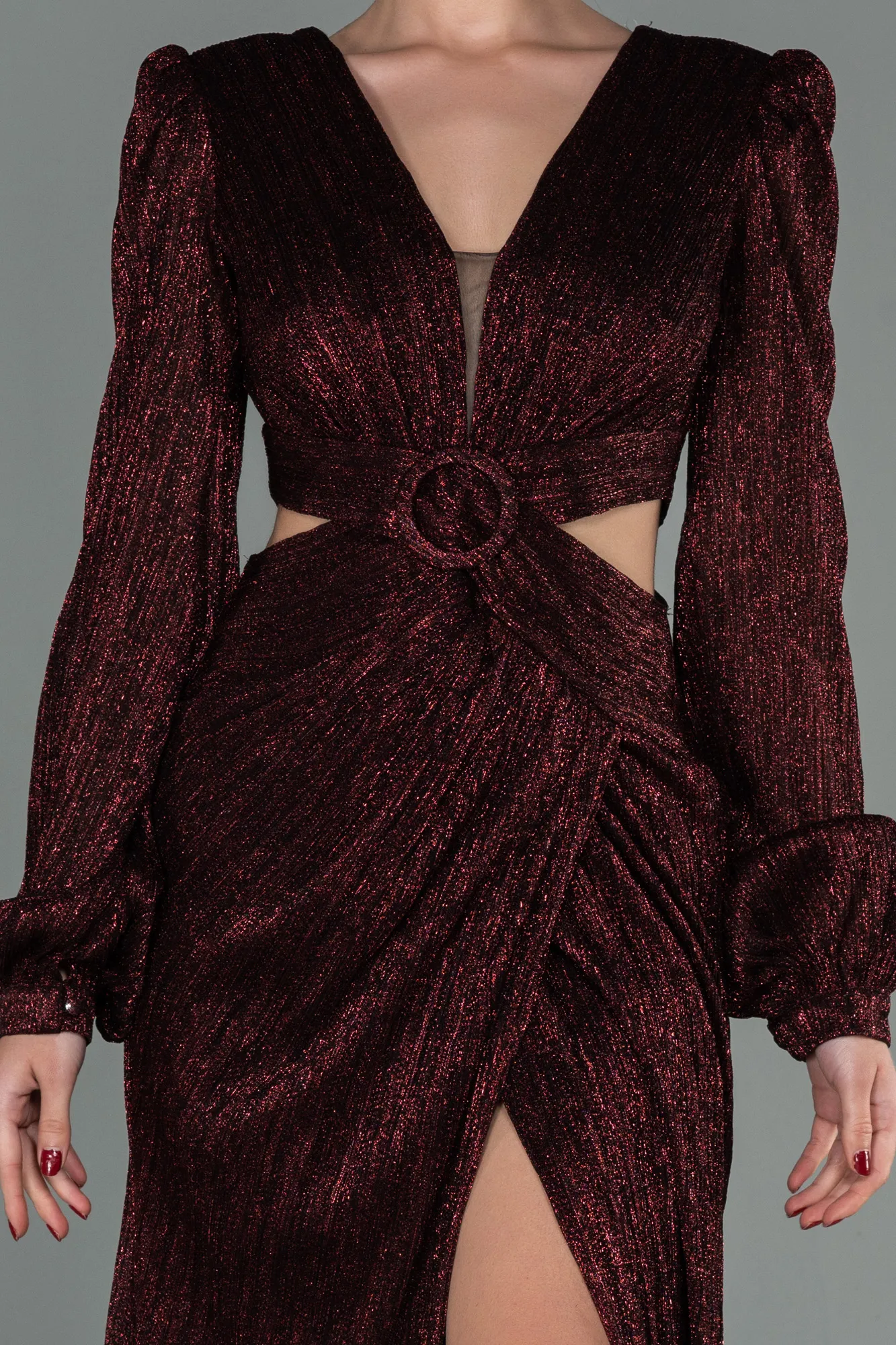 Burgundy-Long Evening Dress ABU2632