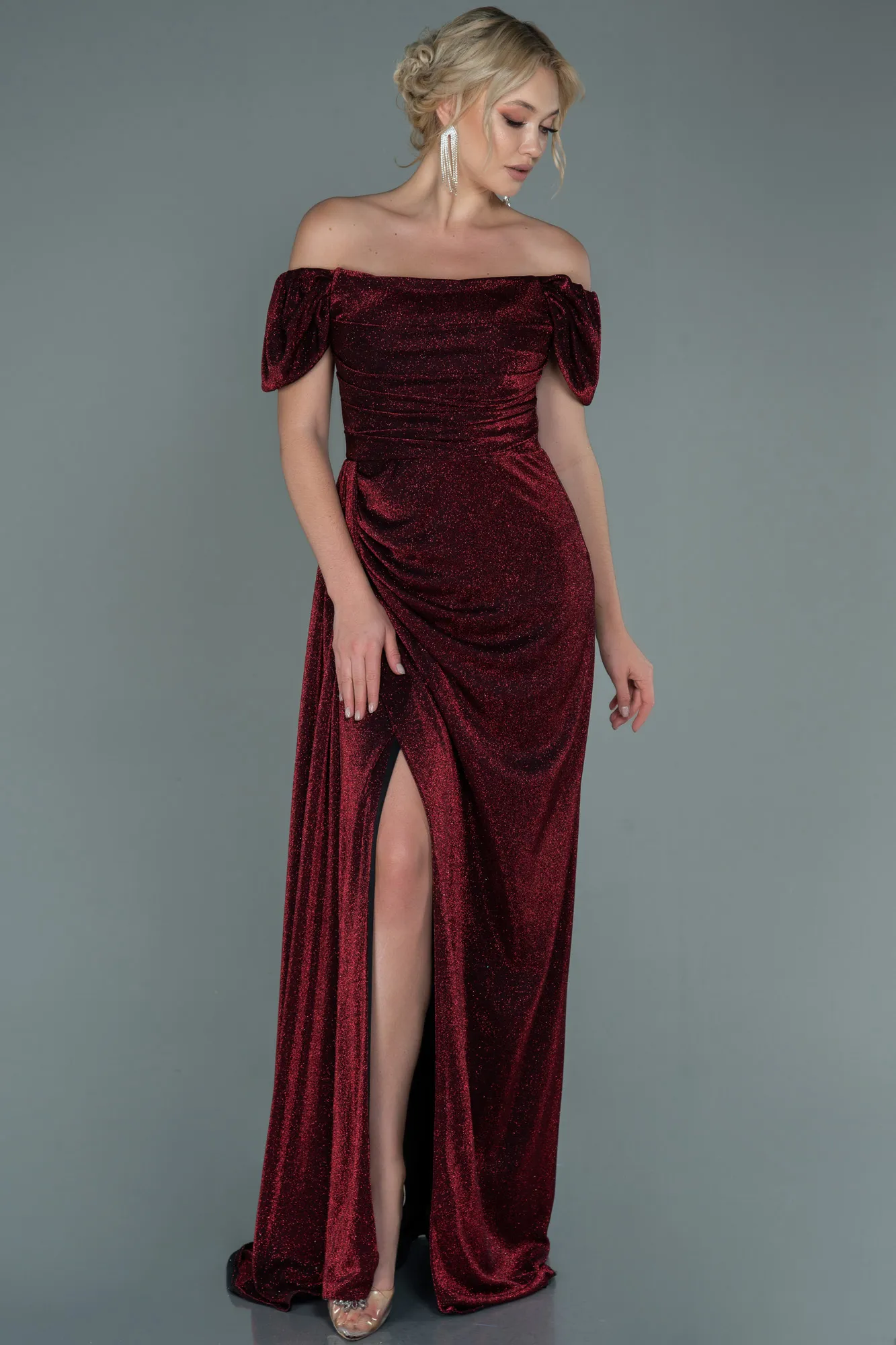 Burgundy-Long Evening Dress ABU2657