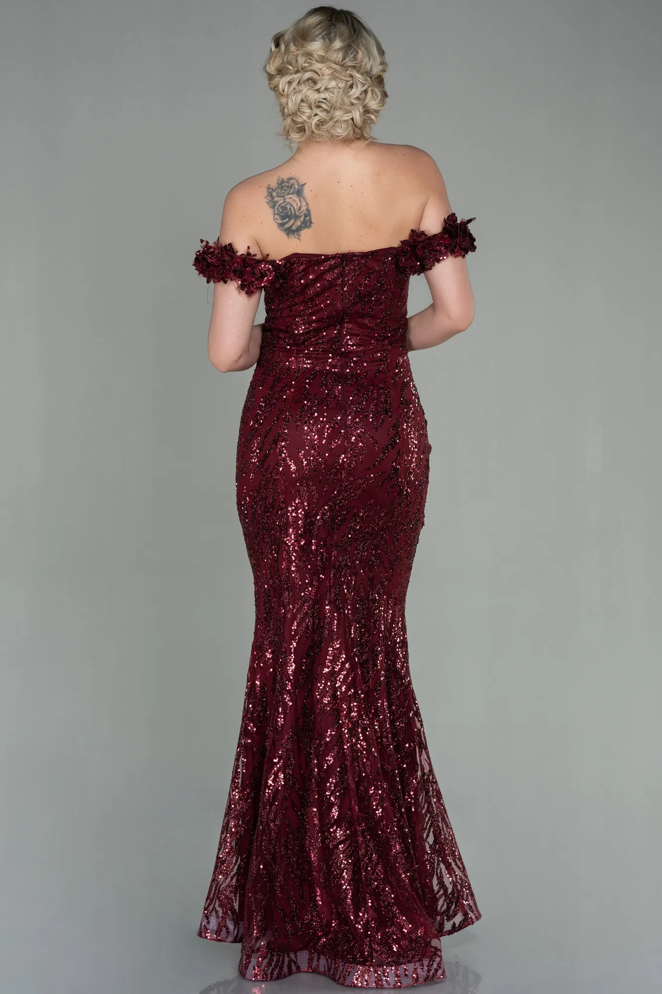 Burgundy-Long Evening Dress ABU2881