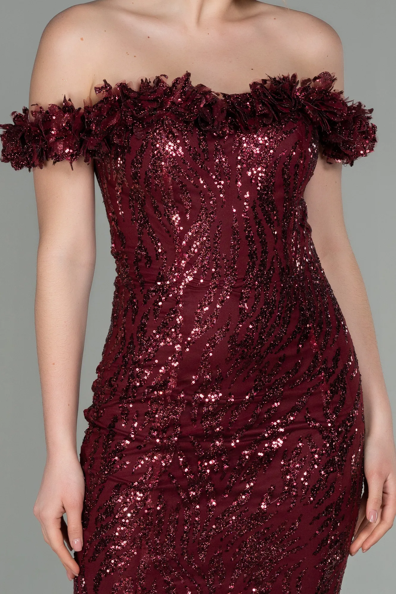 Burgundy-Long Evening Dress ABU2881