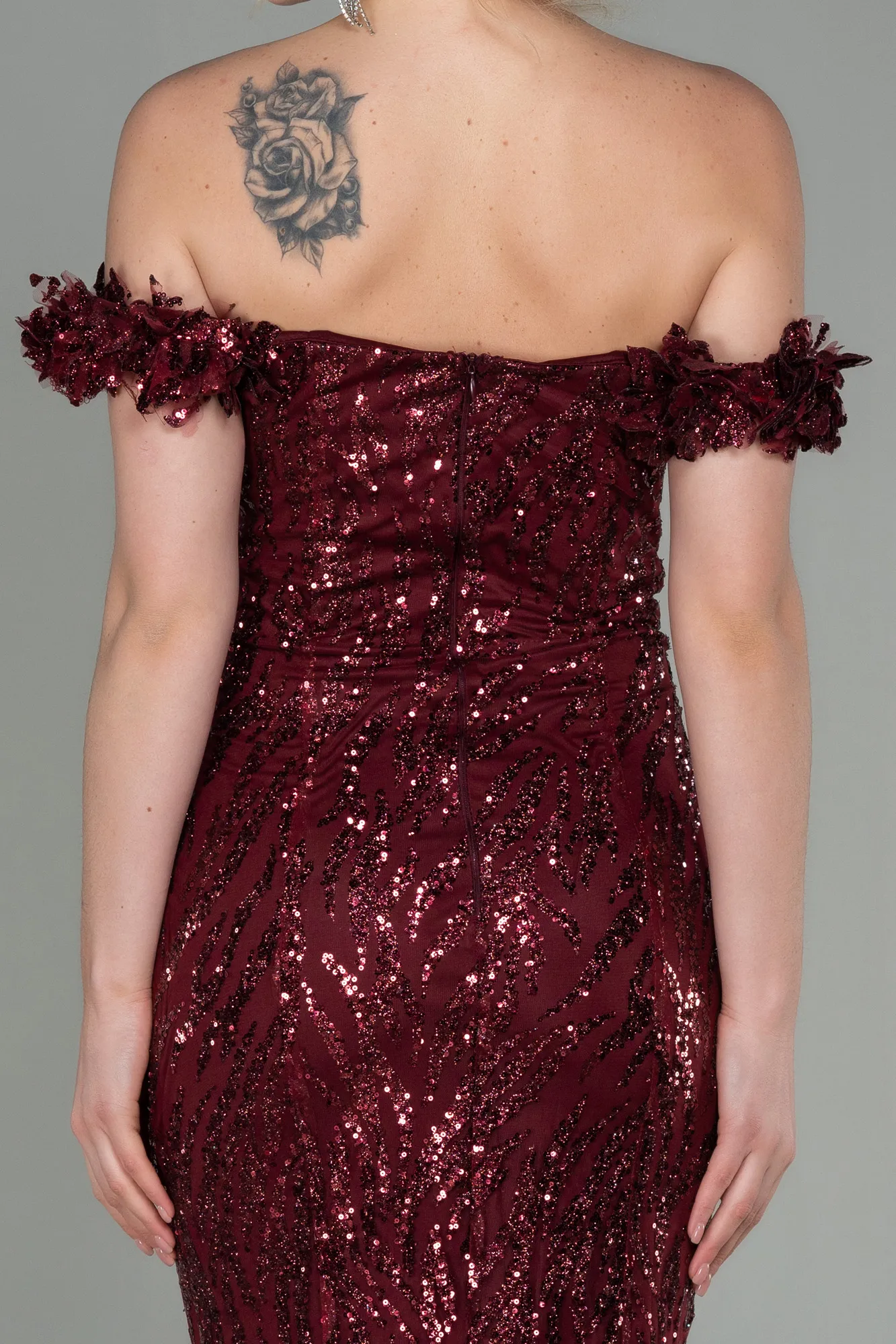 Burgundy-Long Evening Dress ABU2881