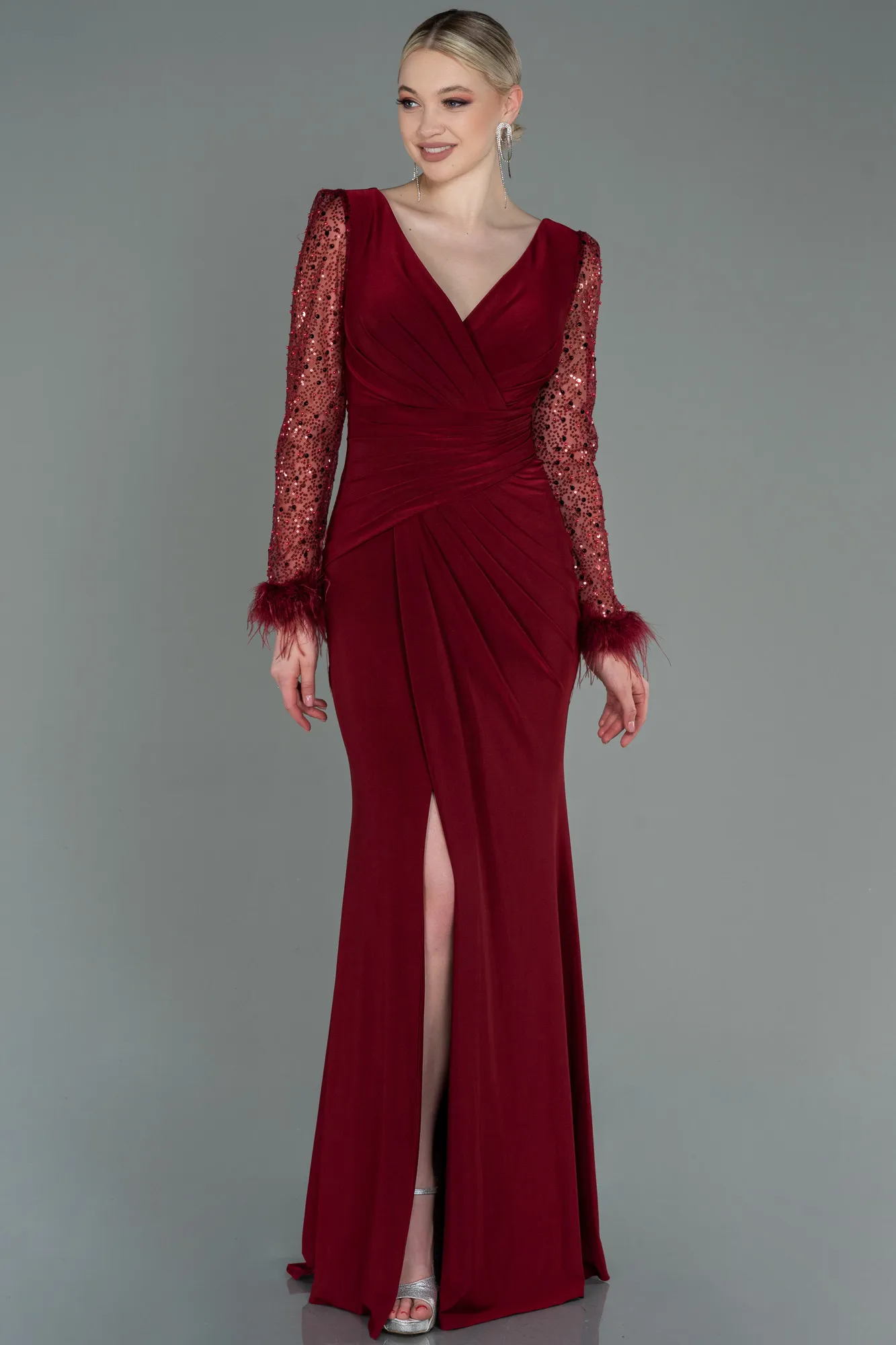 Burgundy-Long Evening Dress ABU3008