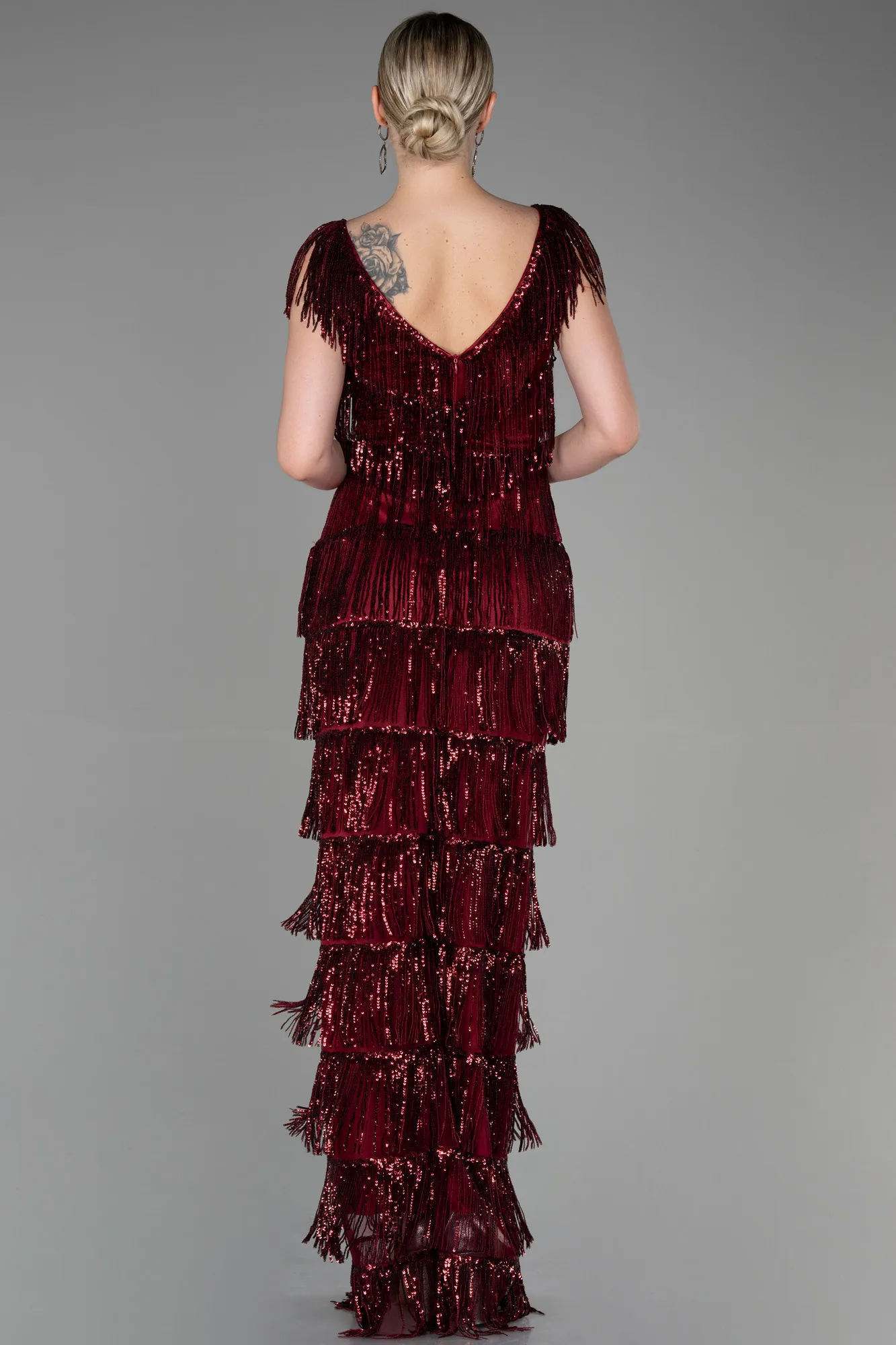 Burgundy-Long Evening Dress ABU3319