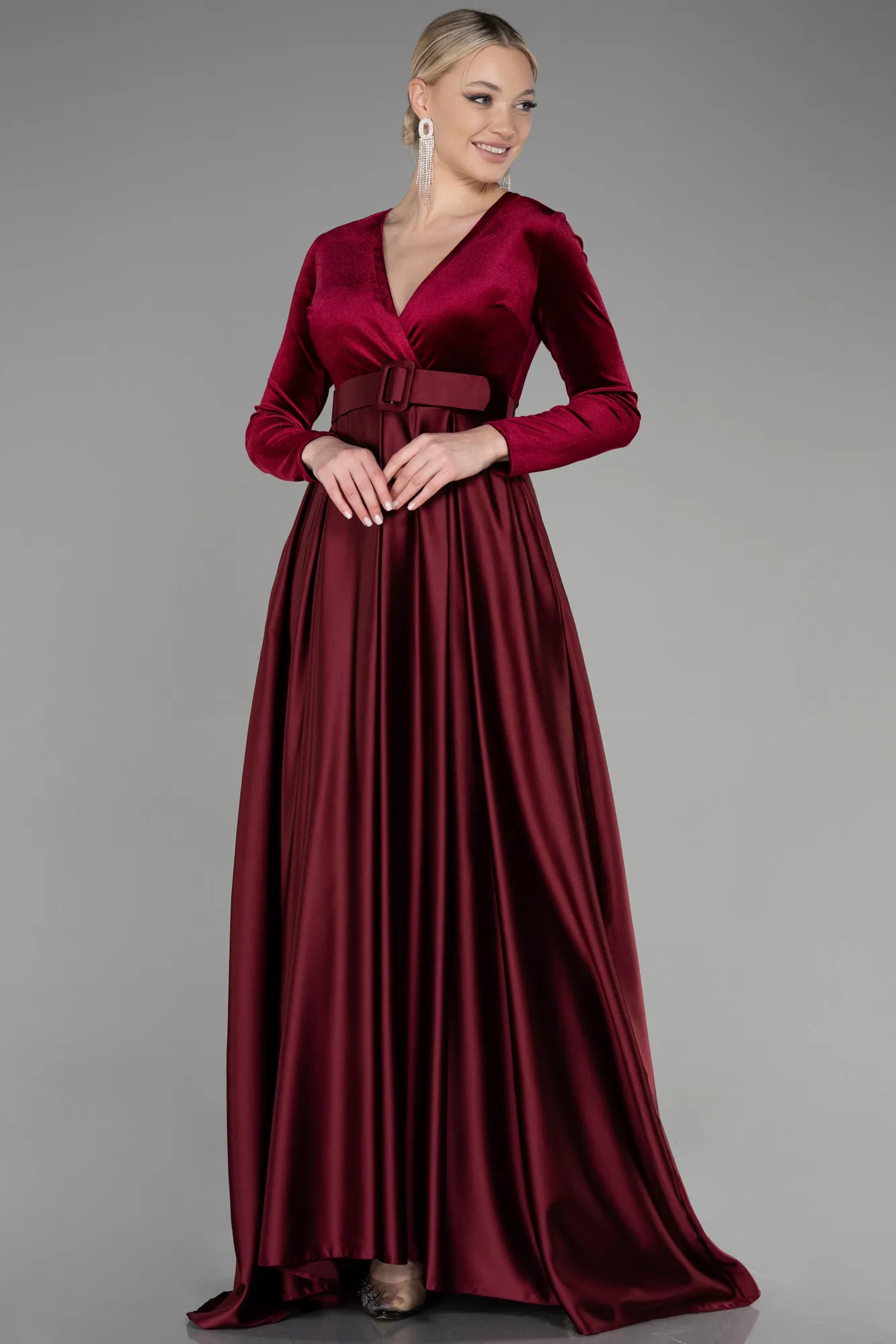 Burgundy-Long Evening Dress ABU3388