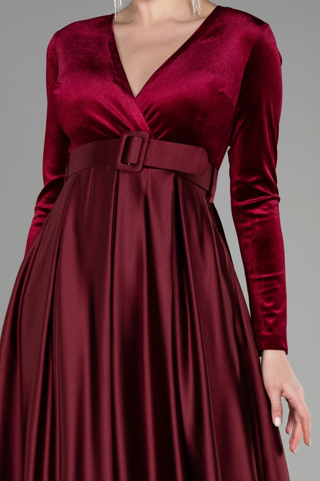 Burgundy-Long Evening Dress ABU3388