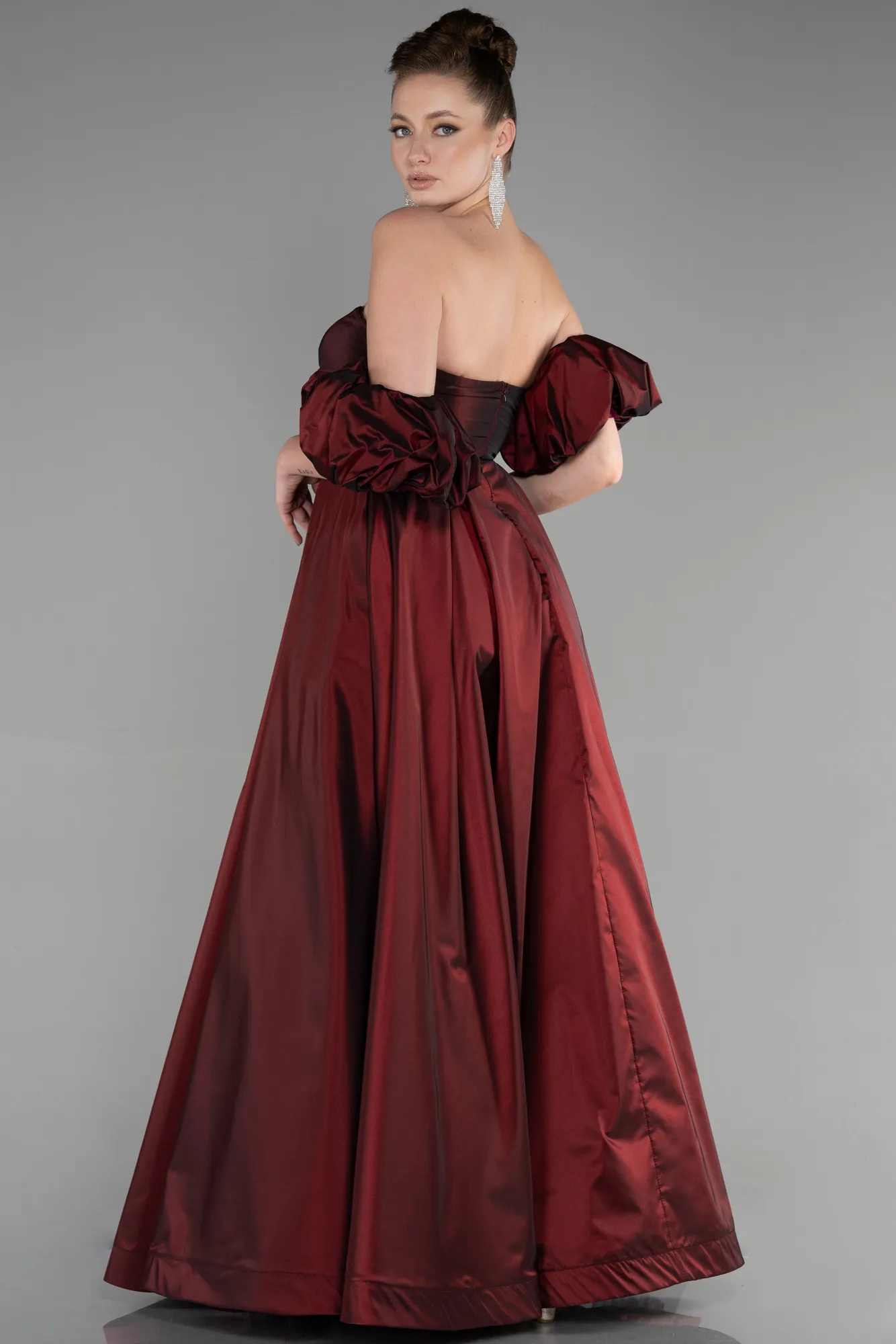 Burgundy-Long Evening Dress ABU3547
