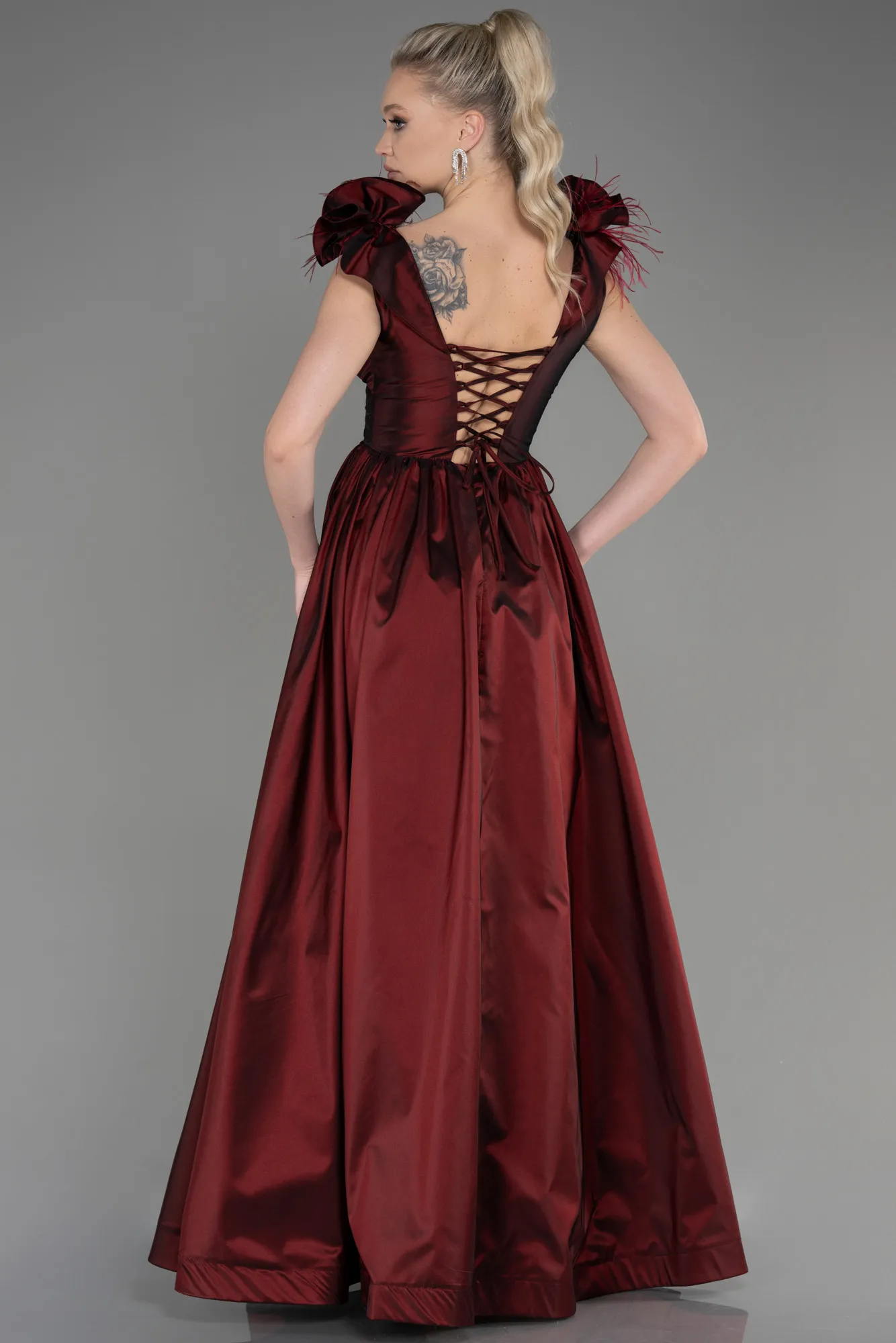 Burgundy-Long Evening Dress ABU3607