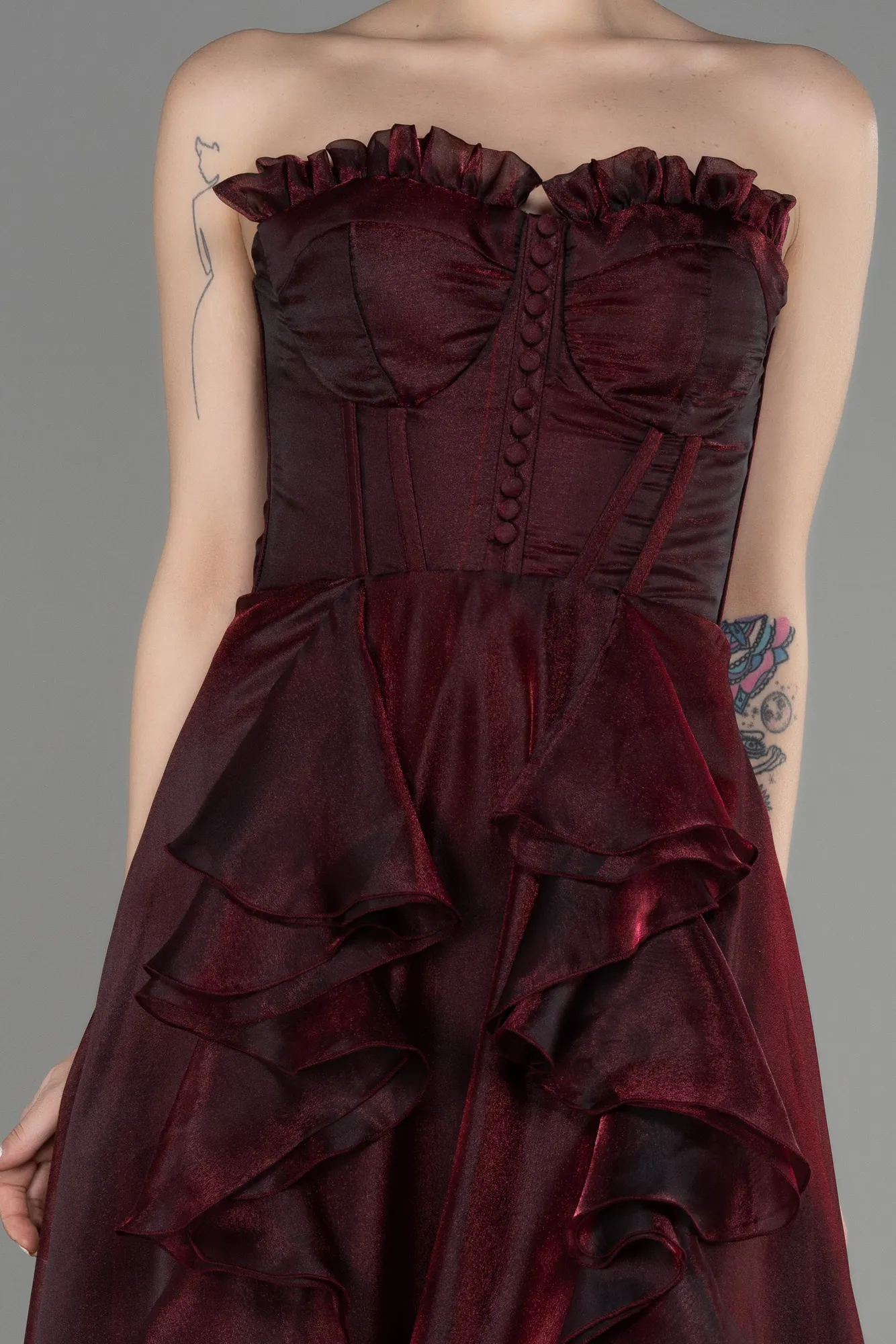 Burgundy-Long Evening Dress ABU3720