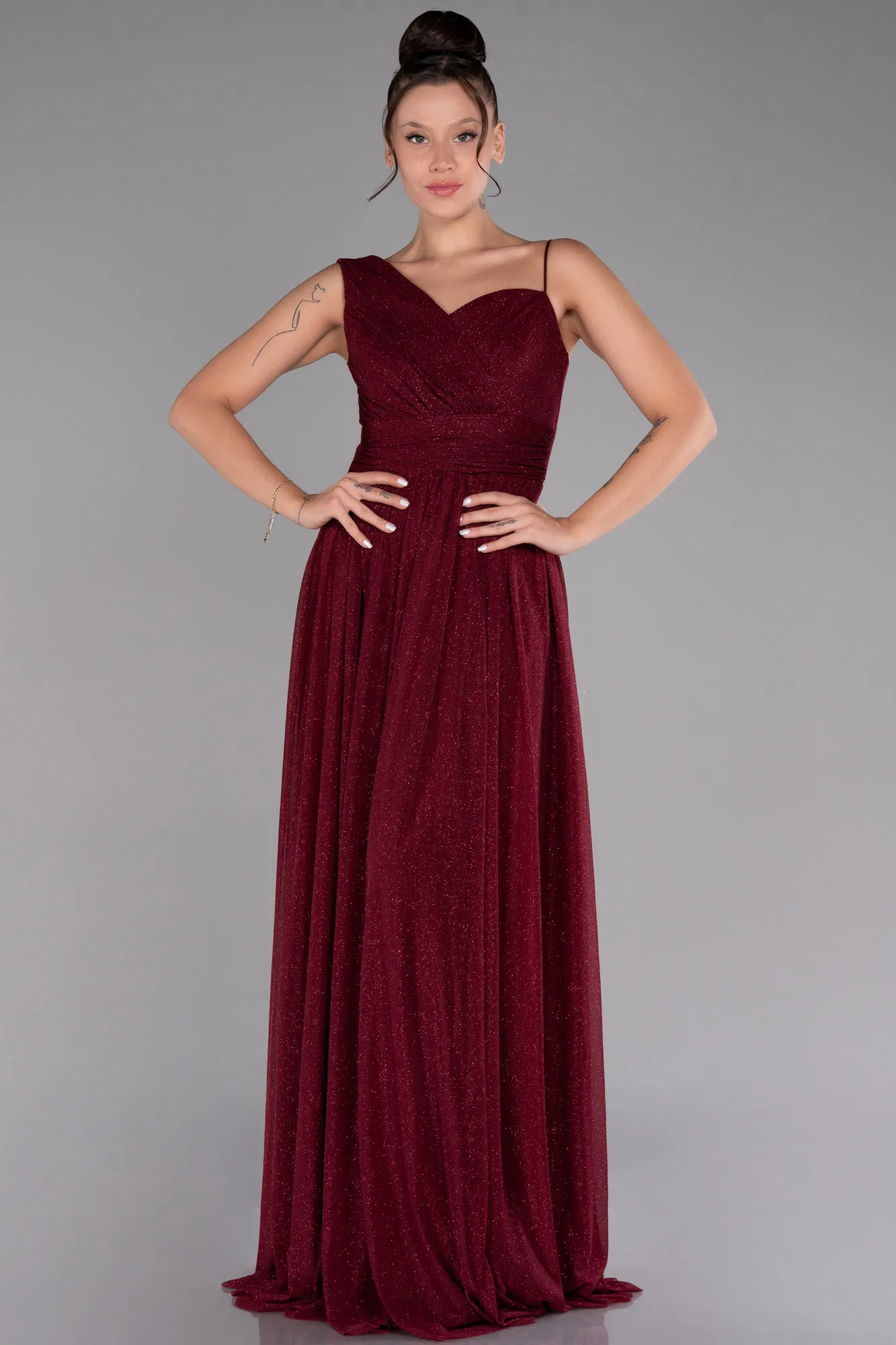 Burgundy-Long Evening Dress ABU4190