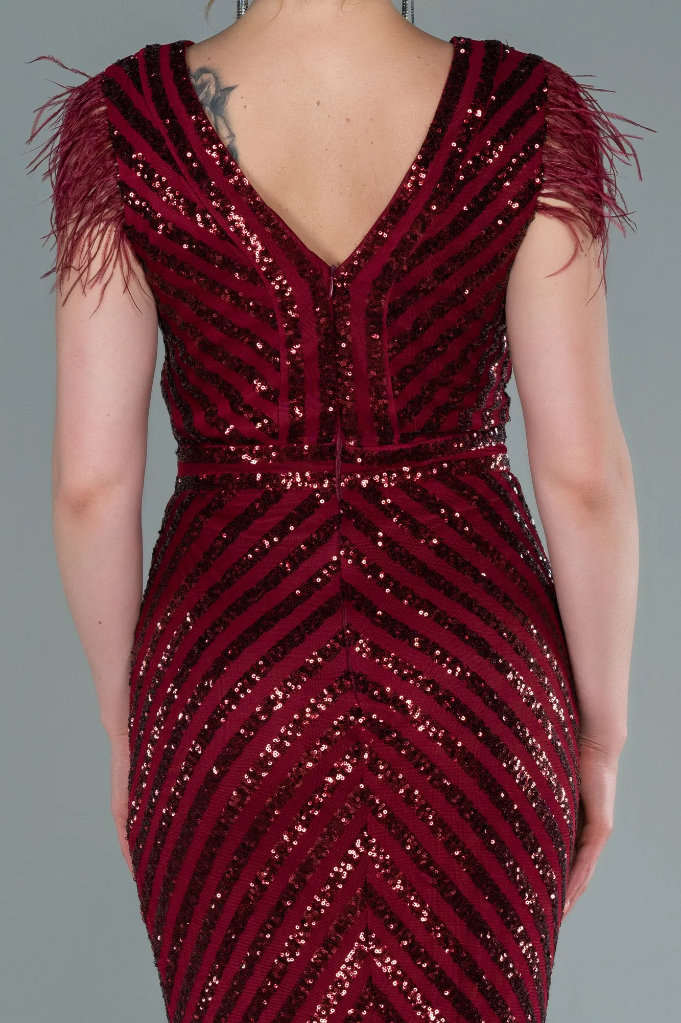 Burgundy-Long Evening Dress ABU881