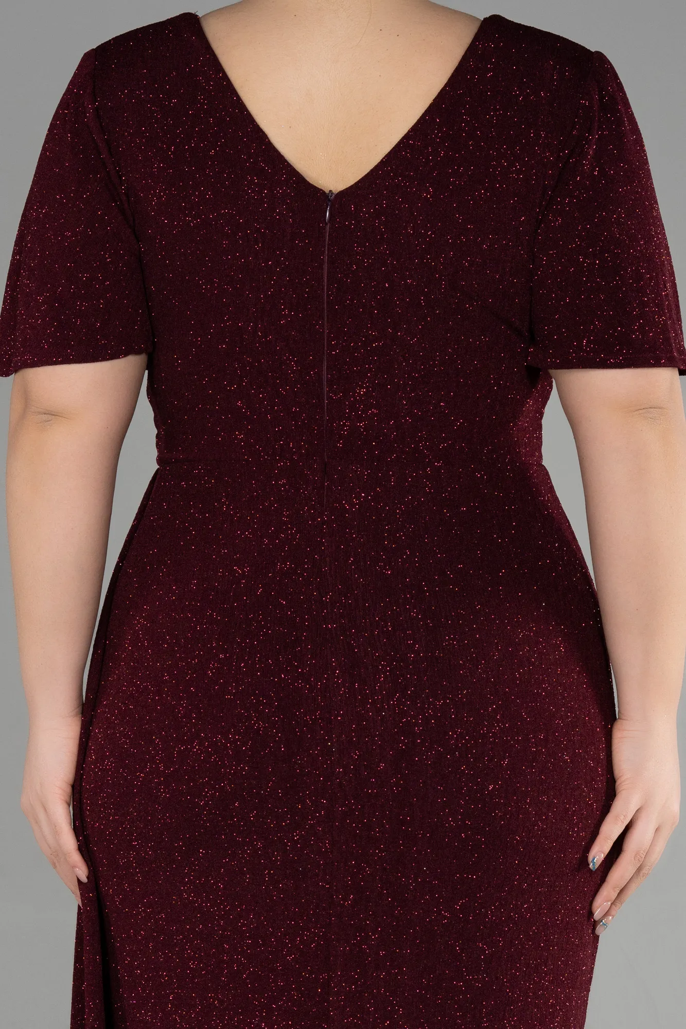 Burgundy-Long Formal Plus Size Dress ABU3645