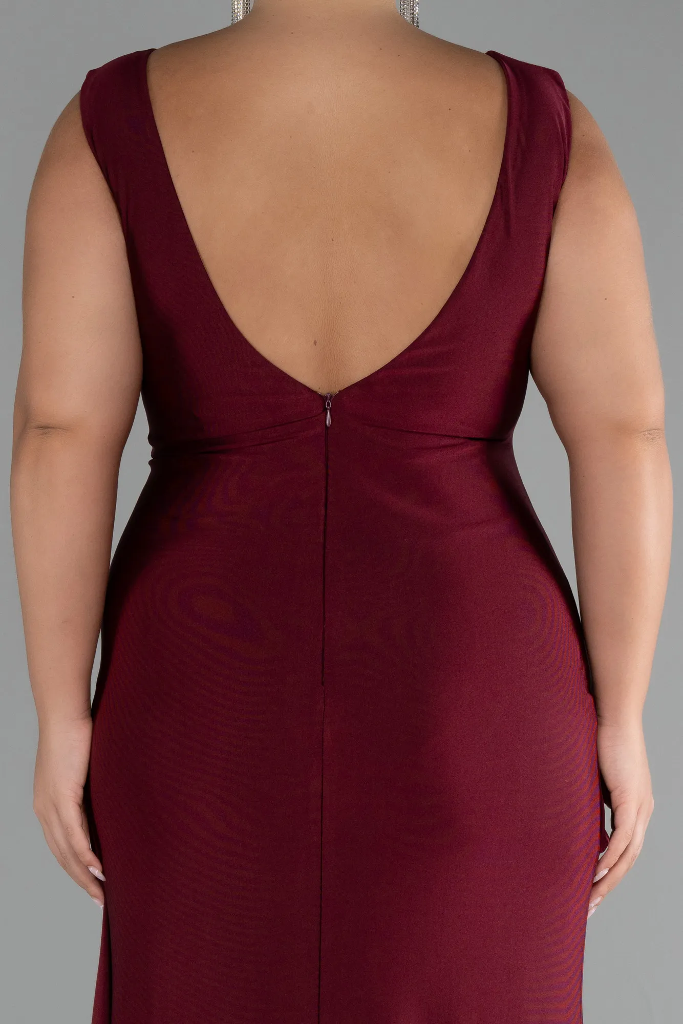 Burgundy-Long Formal Plus Size Dress ABU3737