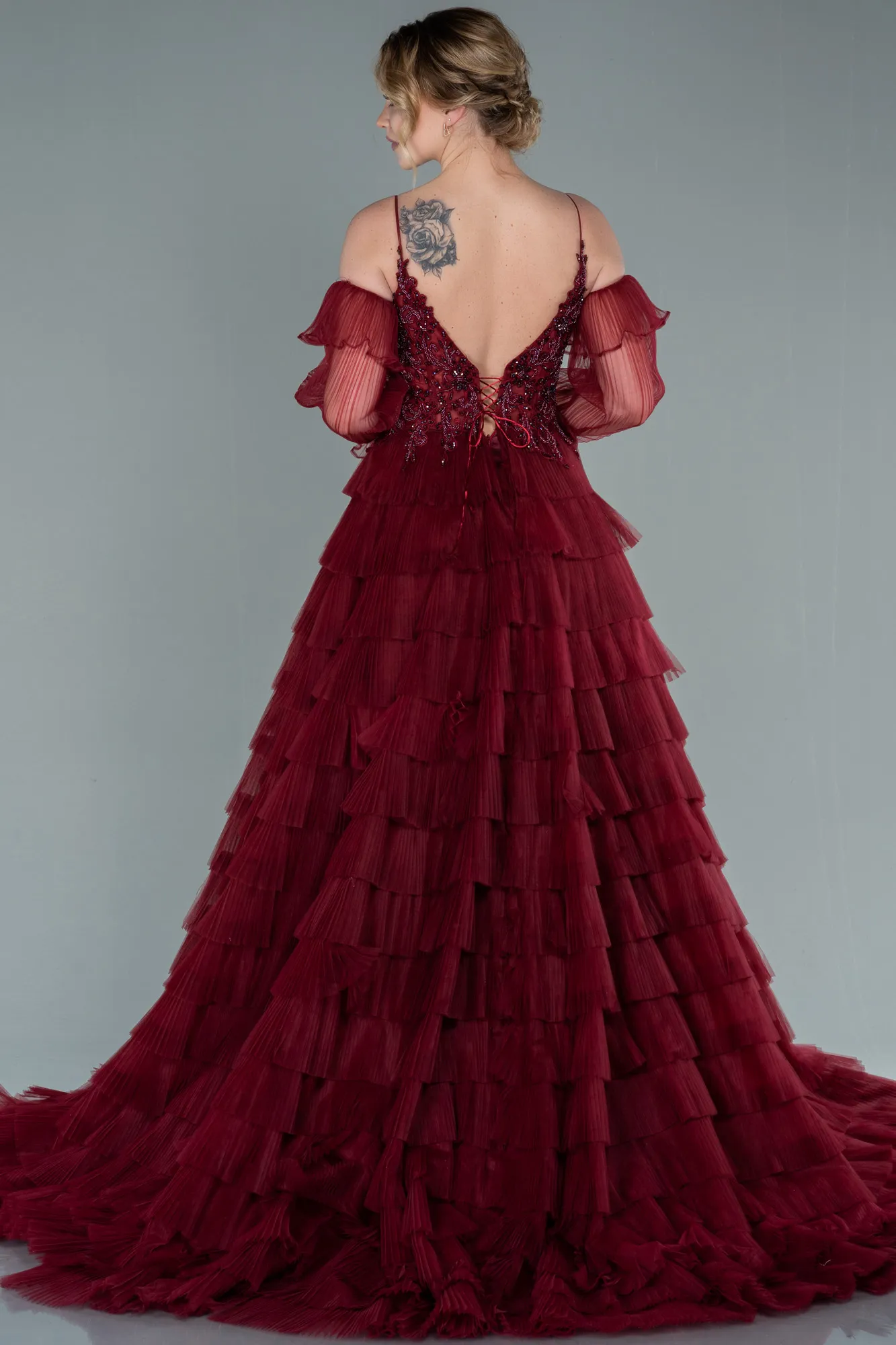 Burgundy-Long Haute Couture ABU2328