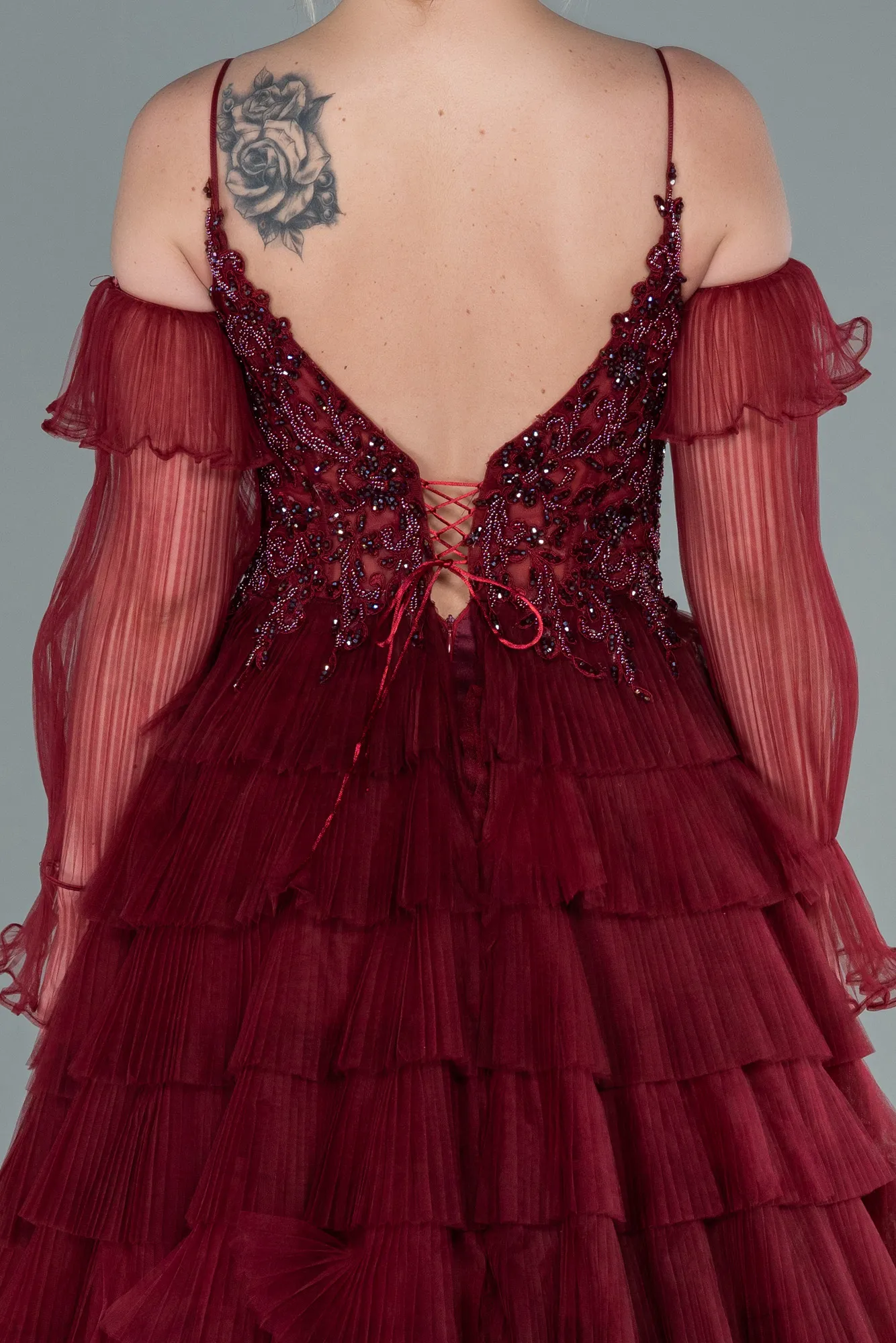 Burgundy-Long Haute Couture ABU2328