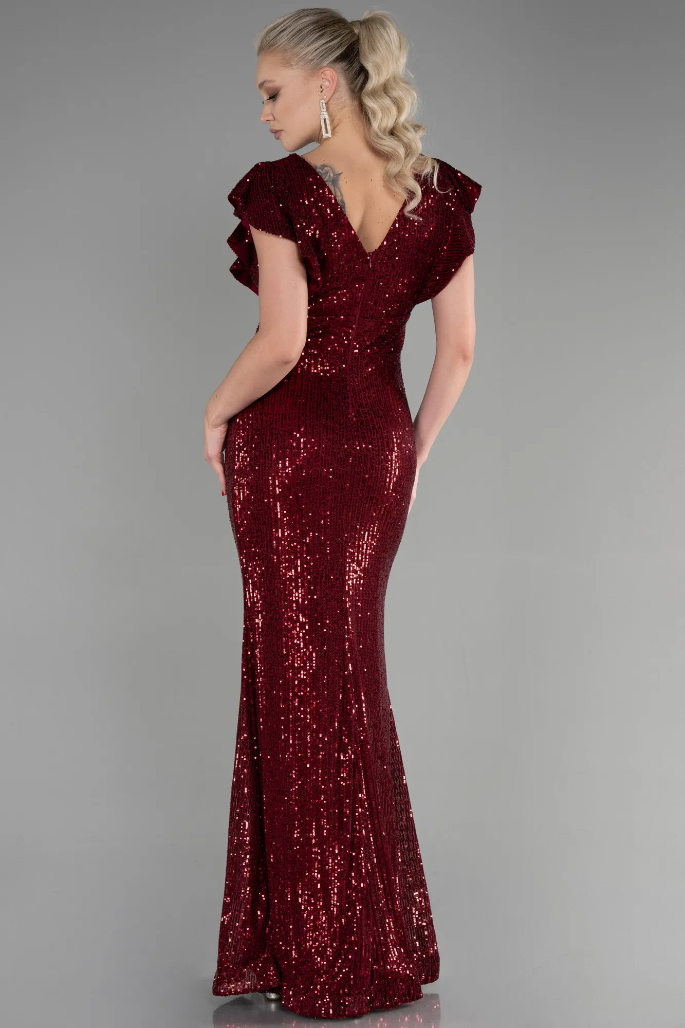 Burgundy-Long Mermaid Evening Dress ABU1481