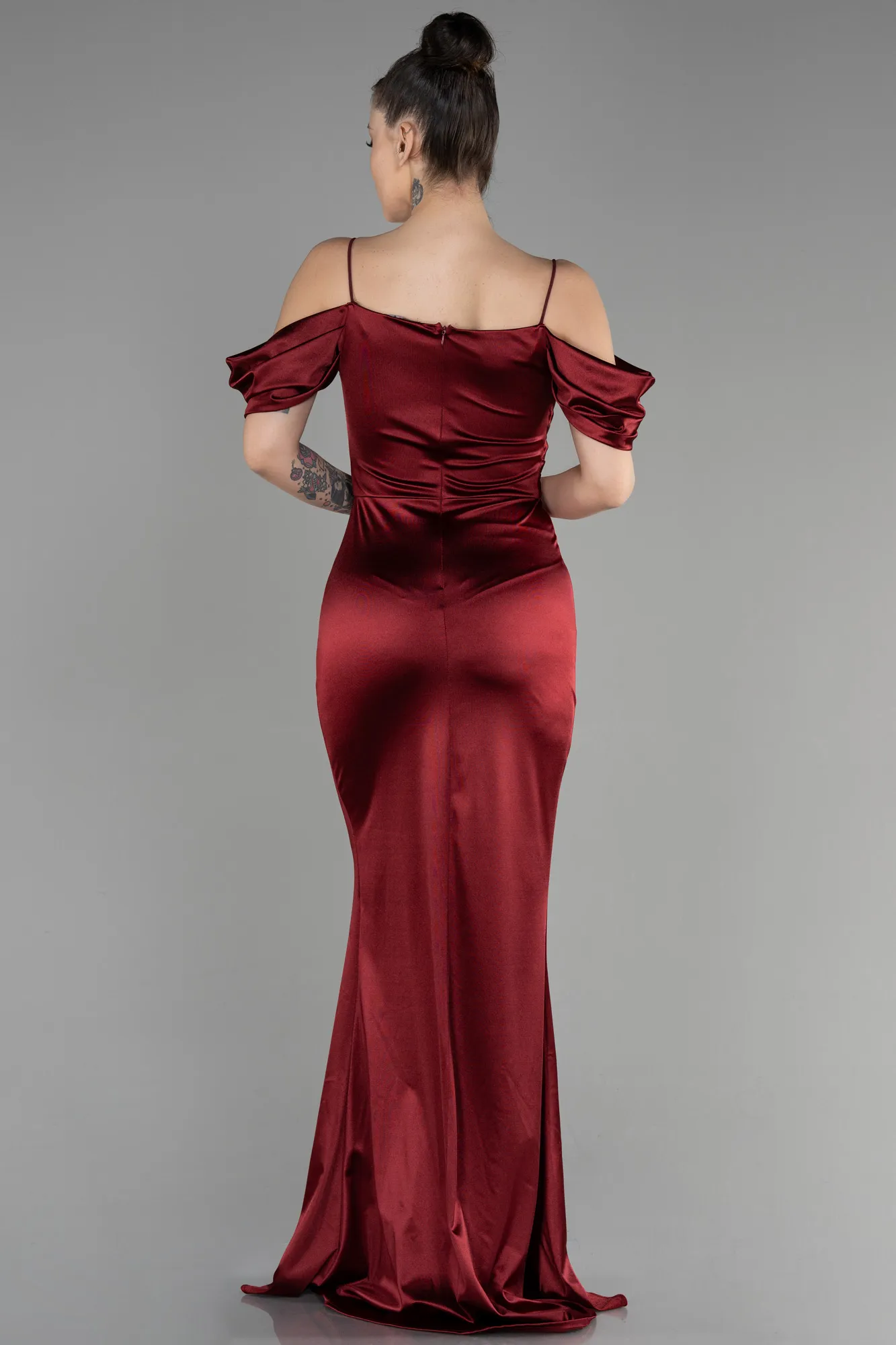 Burgundy-Long Mermaid Evening Dress ABU3419