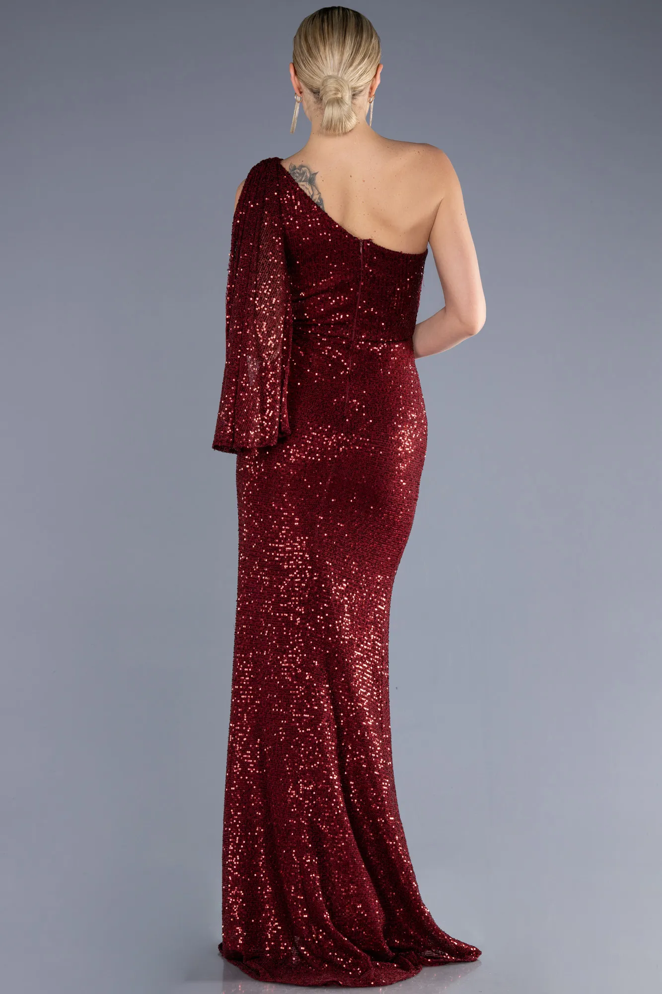 Burgundy-Long Mermaid Evening Gown ABU3667