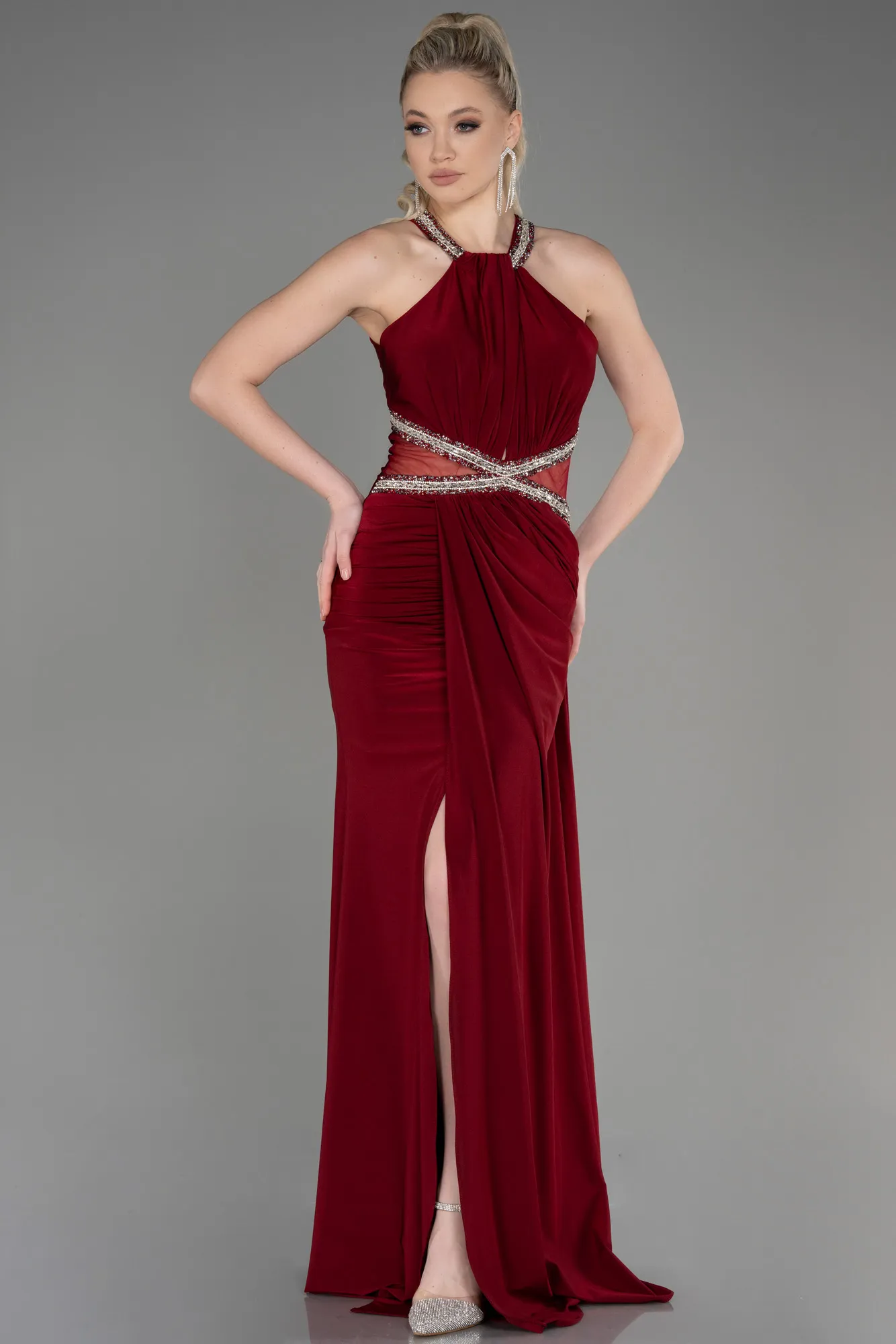 Burgundy-Long Mermaid Prom Dress ABU2940