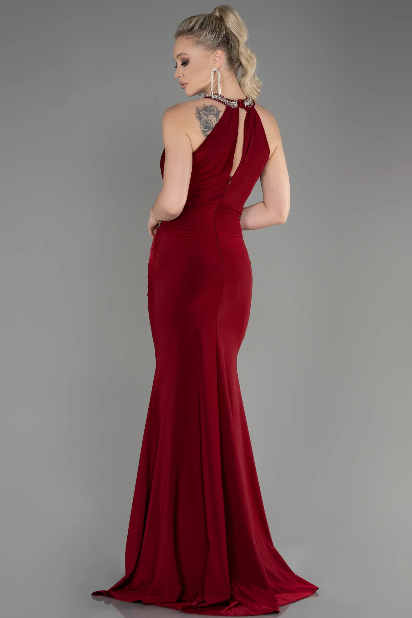 Burgundy-Long Mermaid Prom Dress ABU2940